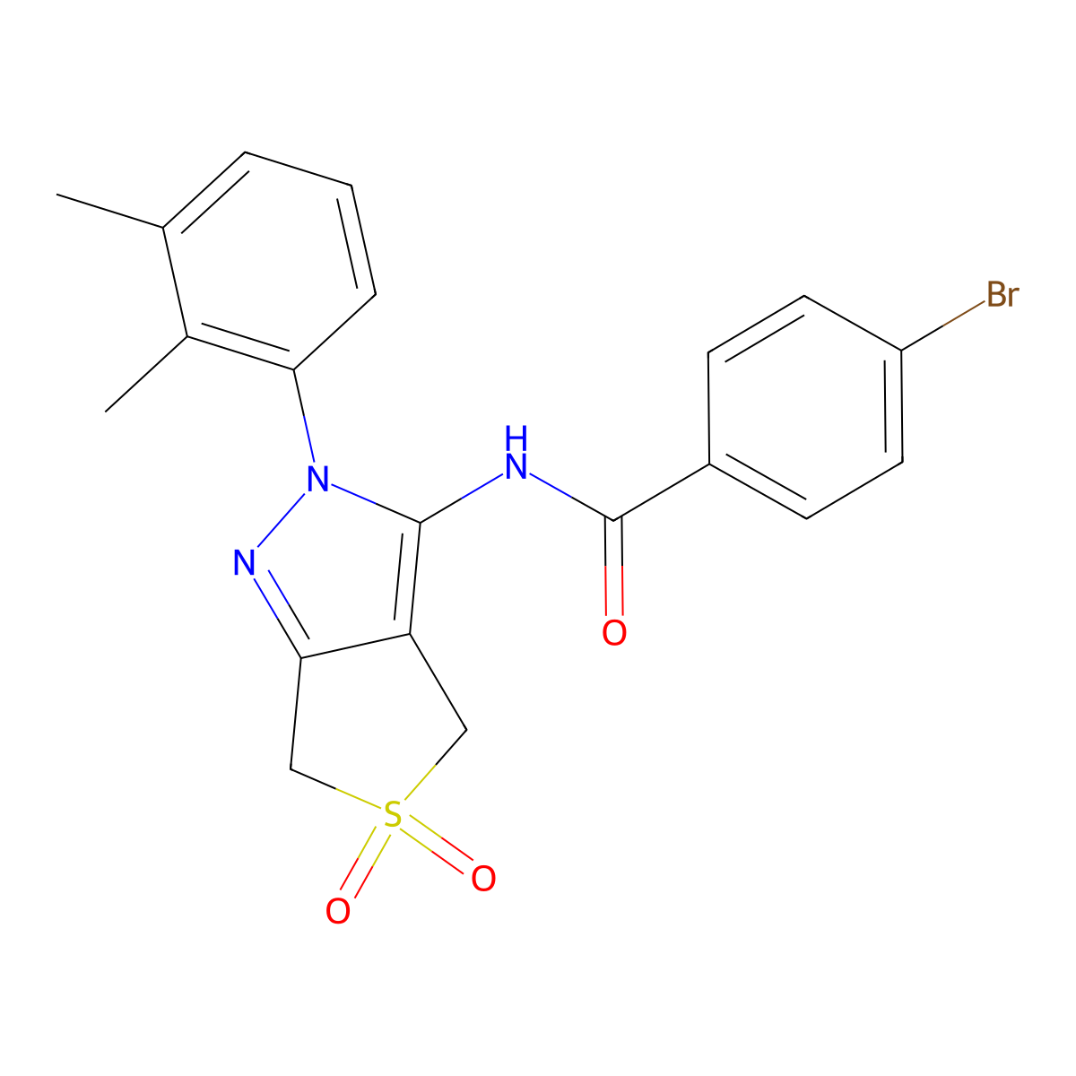 4-bromo-N-(2-(2,3-dimethylphenyl)-5,5-dioxido-4,6-dihydro-2H-thieno[3,4-c]pyrazol-3-yl)benzamide molecular structure, CAS 450338-68-8