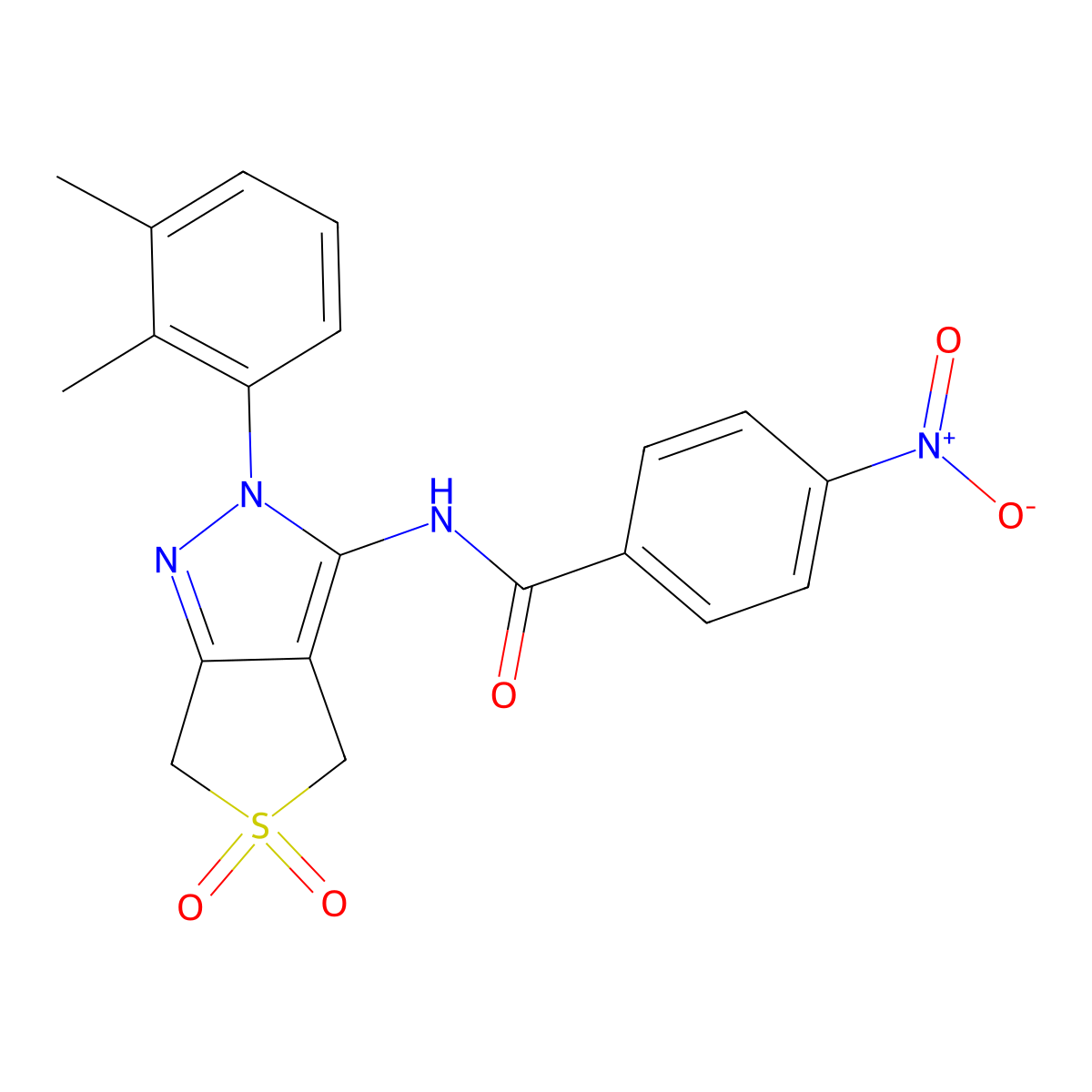 N-(2-(2,3-dimethylphenyl)-5,5-dioxido-4,6-dihydro-2H-thieno[3,4-c]pyrazol-3-yl)-4-nitrobenzamide molecular structure, CAS 450338-79-1