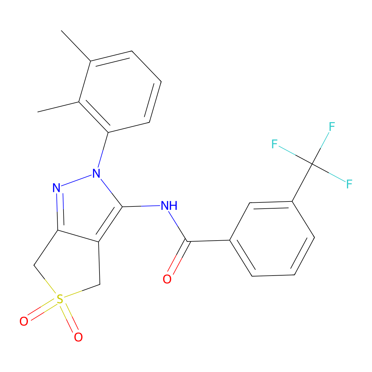 N-(2-(2,3-dimethylphenyl)-5,5-dioxido-4,6-dihydro-2H-thieno[3,4-c]pyrazol-3-yl)-3-(trifluoromethyl)benzamide molecular structure, CAS 450338-81-5