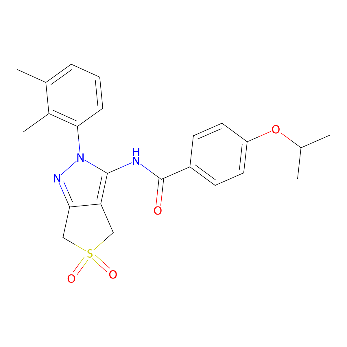 N-(2-(2,3-dimethylphenyl)-5,5-dioxido-4,6-dihydro-2H-thieno[3,4-c]pyrazol-3-yl)-4-isopropoxybenzamide molecular structure, CAS 450338-84-8