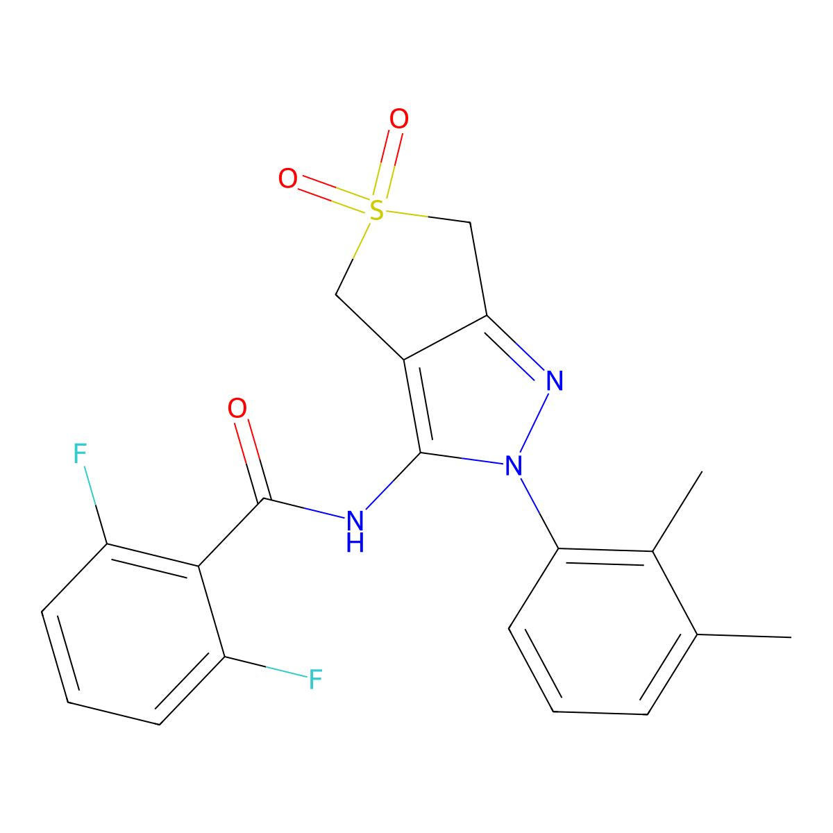N-(2-(2,3-dimethylphenyl)-5,5-dioxido-4,6-dihydro-2H-thieno[3,4-c]pyrazol-3-yl)-2,6-difluorobenzamide molecular structure, CAS 450338-89-3