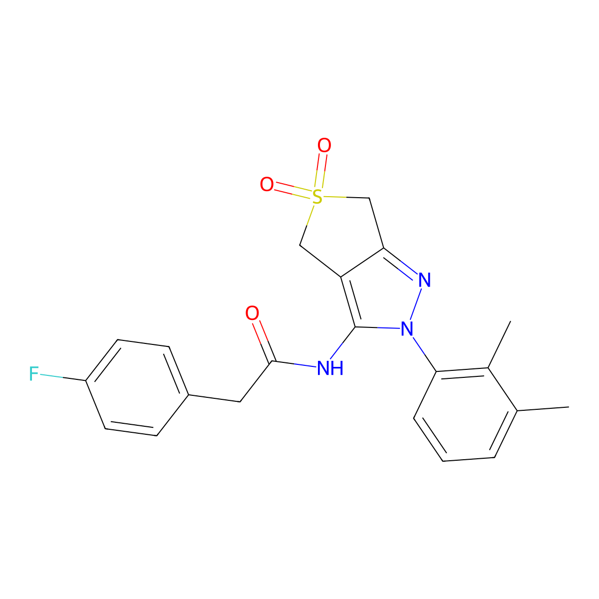 N-[2-(2,3-dimethylphenyl)-5,5-dioxo-4,6-dihydrothieno[3,4-c]pyrazol-3-yl]-2-(4-fluorophenyl)acetamide molecular structure, CAS 450339-06-7