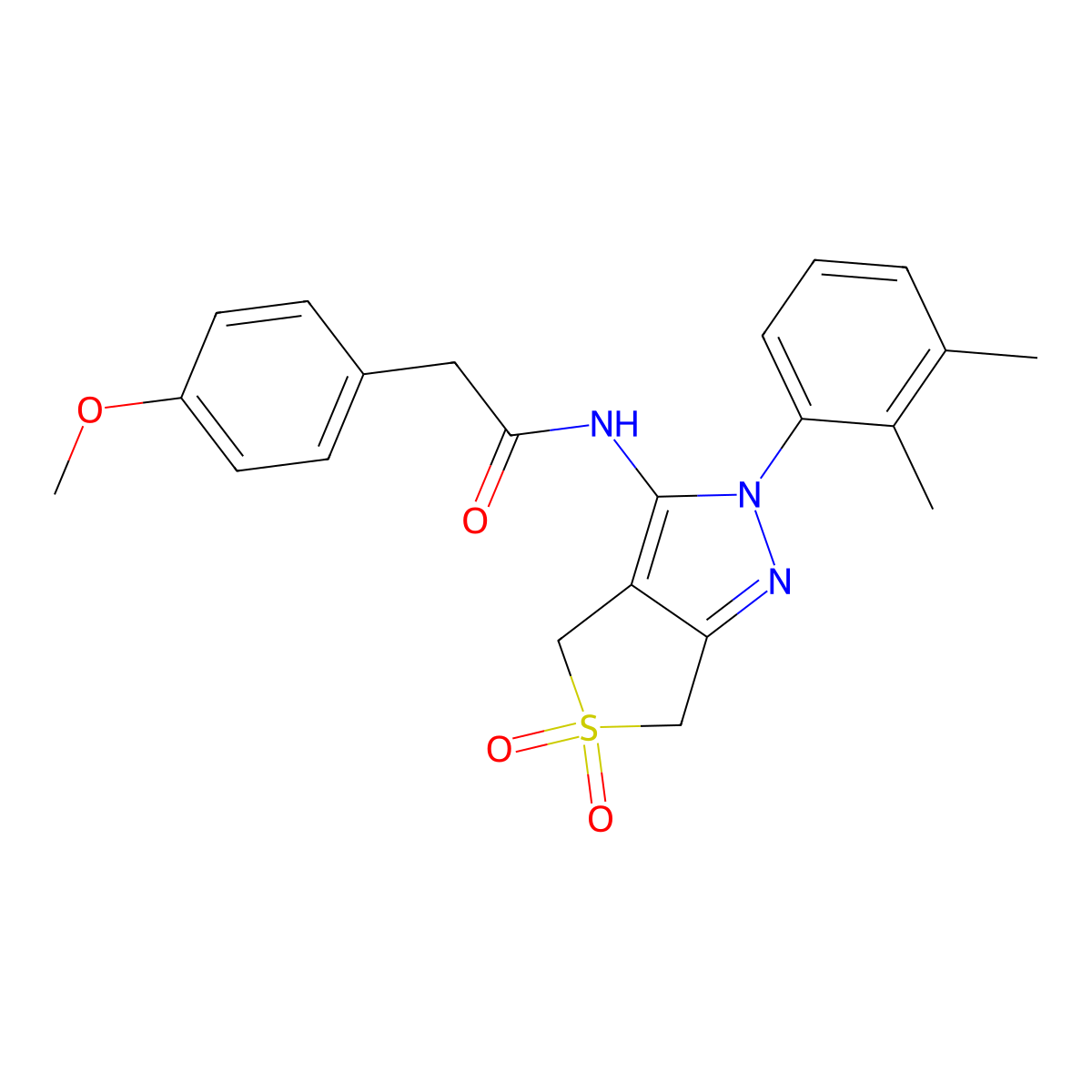 N-[2-(2,3-dimethylphenyl)-5,5-dioxido-2,6-dihydro-4H-thieno[3,4-c]pyrazol-3-yl]-2-(4-methoxyphenyl)acetamide molecular structure, CAS 450339-07-8