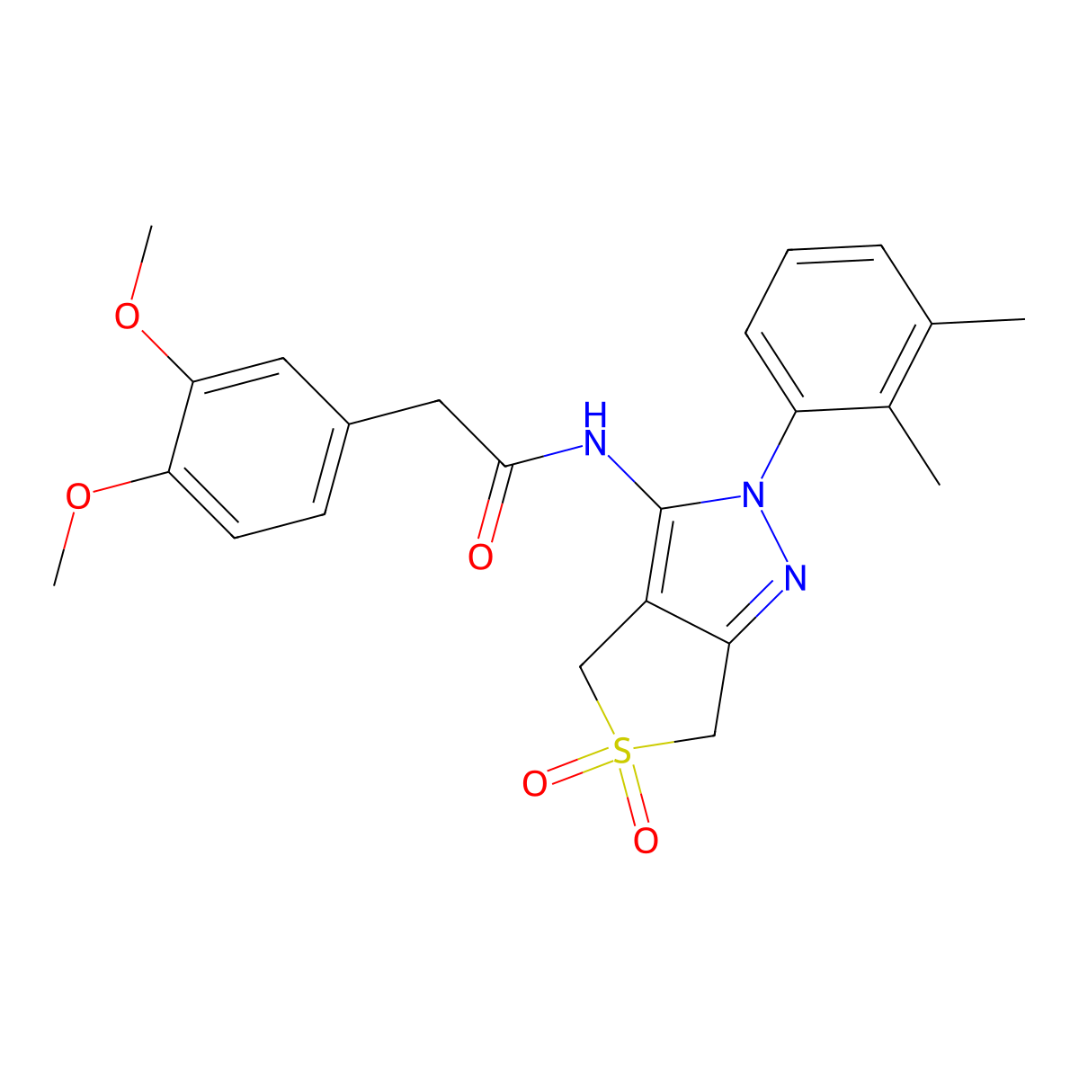 2-(3,4-dimethoxyphenyl)-N-[2-(2,3-dimethylphenyl)-5,5-dioxo-4,6-dihydrothieno[3,4-c]pyrazol-3-yl]acetamide molecular structure, CAS 450339-08-9