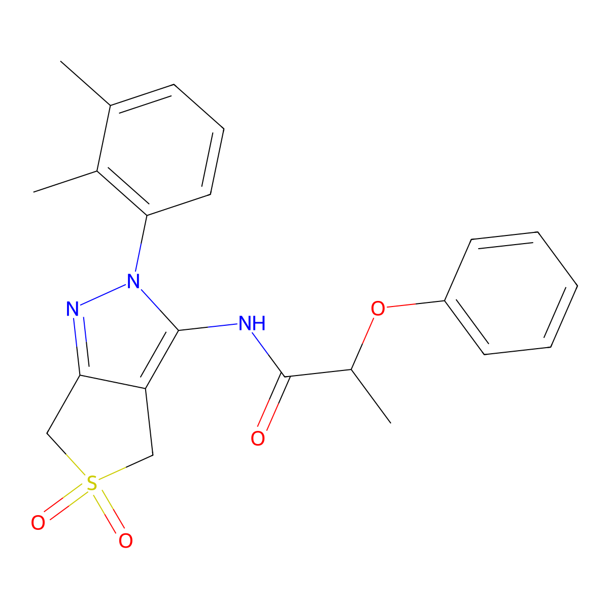 N-(2-(2,3-dimethylphenyl)-5,5-dioxido-4,6-dihydro-2H-thieno[3,4-c]pyrazol-3-yl)-2-phenoxypropanamide molecular structure, CAS 450339-13-6