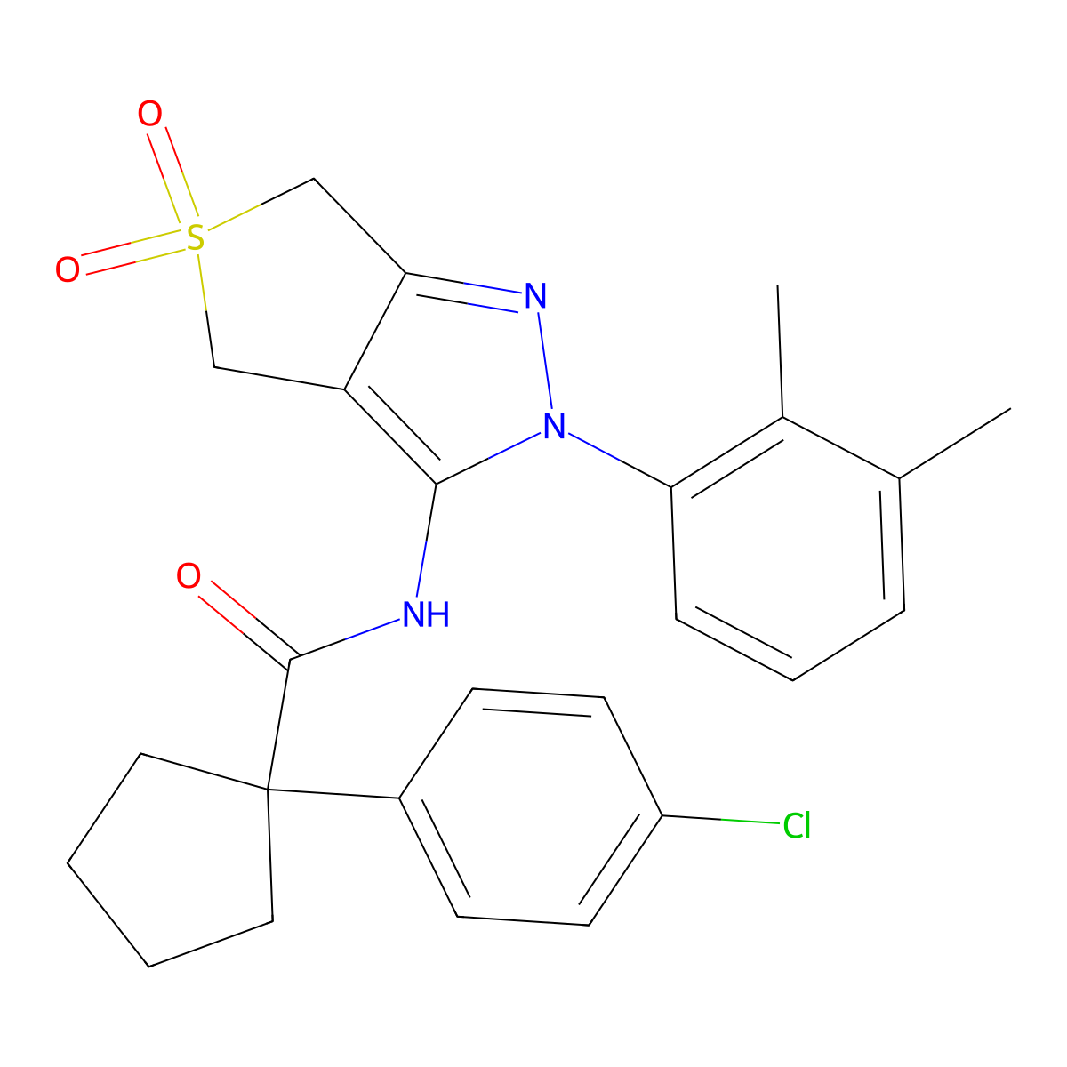 1-(4-chlorophenyl)-N-(2-(2,3-dimethylphenyl)-5,5-dioxido-4,6-dihydro-2H-thieno[3,4-c]pyrazol-3-yl)cyclopentanecarboxamide molecular structure, CAS 450339-18-1