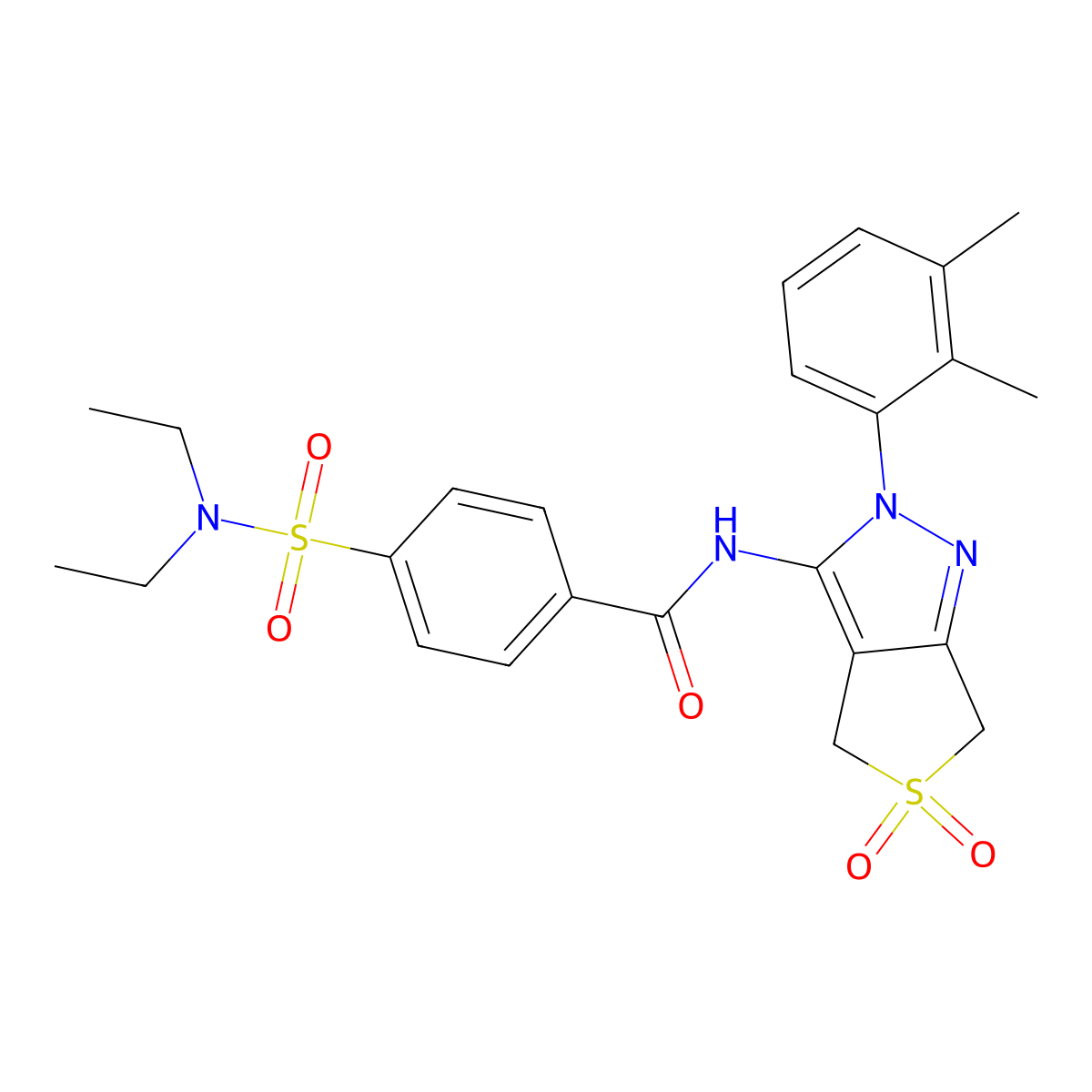 4-(diethylsulfamoyl)-N-[2-(2,3-dimethylphenyl)-5,5-dioxo-4,6-dihydrothieno[3,4-c]pyrazol-3-yl]benzamide molecular structure, CAS 450339-19-2