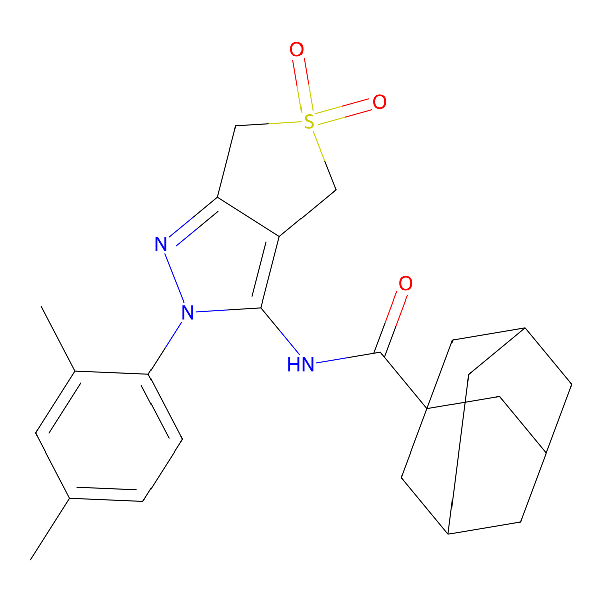 N-[2-(2,4-dimethylphenyl)-5,5-dioxo-4,6-dihydrothieno[3,4-c]pyrazol-3-yl]adamantane-1-carboxamide molecular structure, CAS 450339-37-4