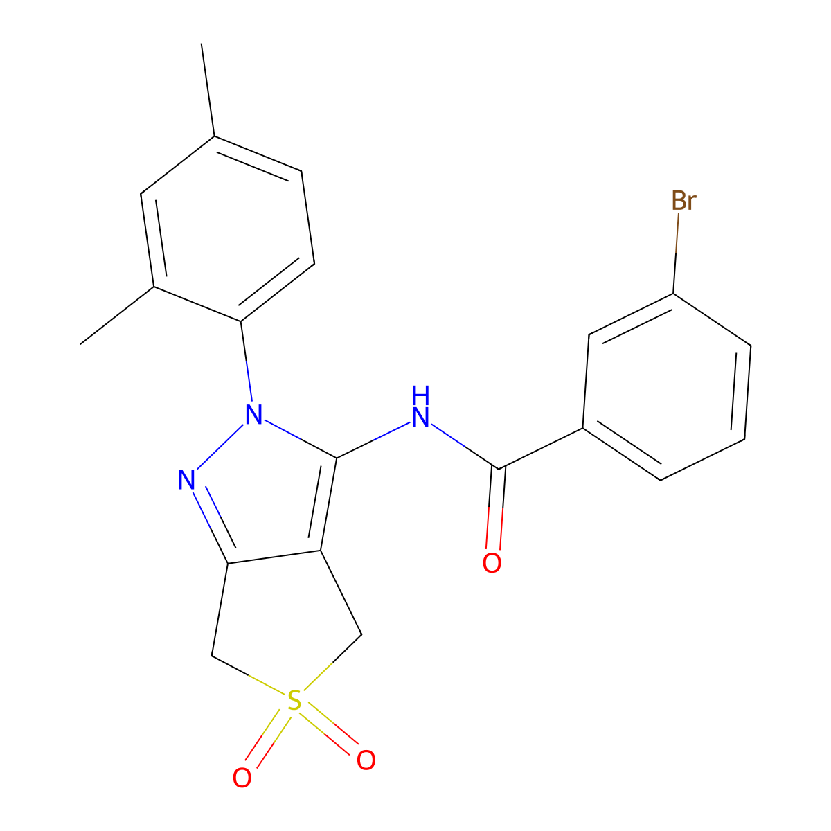 3-bromo-N-(2-(2,4-dimethylphenyl)-5,5-dioxido-4,6-dihydro-2H-thieno[3,4-c]pyrazol-3-yl)benzamide molecular structure, CAS 450339-49-8
