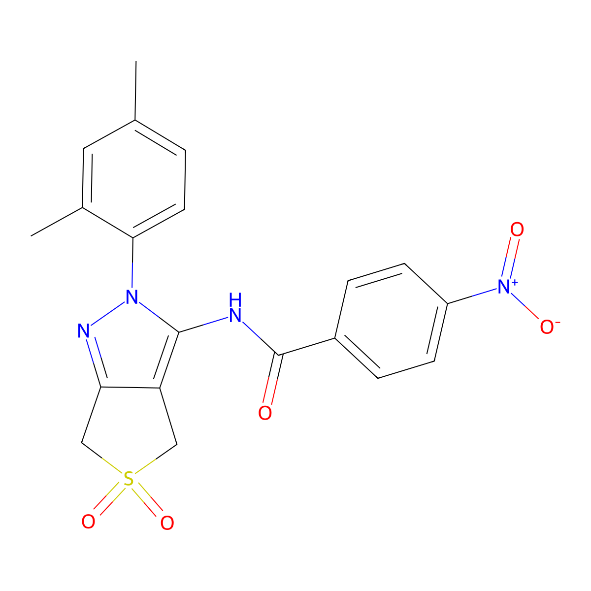 N-[2-(2,4-dimethylphenyl)-5,5-dioxo-4,6-dihydrothieno[3,4-c]pyrazol-3-yl]-4-nitrobenzamide molecular structure, CAS 450339-60-3