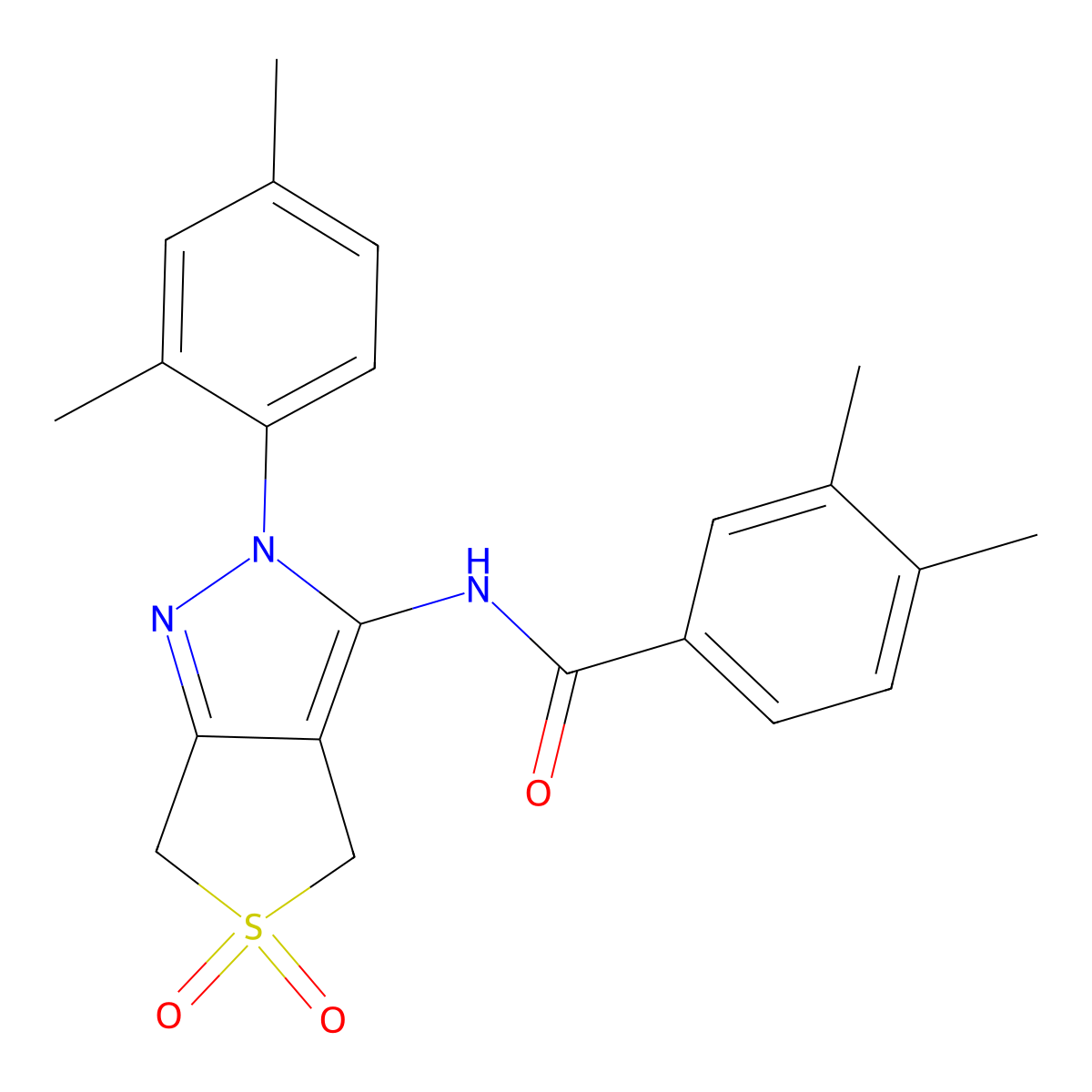 N-[2-(2,4-dimethylphenyl)-5,5-dioxo-4,6-dihydrothieno[3,4-c]pyrazol-3-yl]-3,4-dimethylbenzamide molecular structure, CAS 450339-67-0
