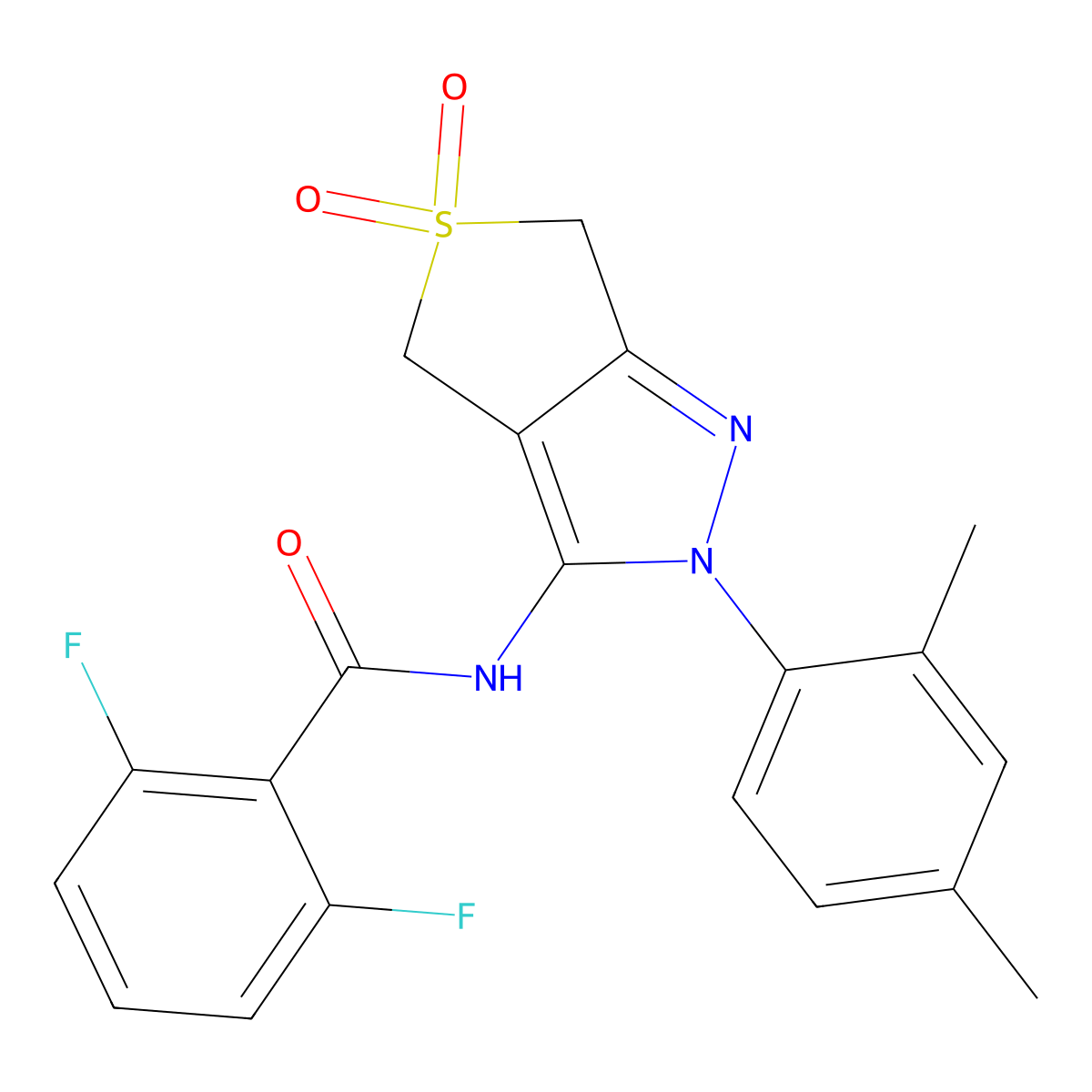 N-[2-(2,4-dimethylphenyl)-5,5-dioxo-4,6-dihydrothieno[3,4-c]pyrazol-3-yl]-2,6-difluorobenzamide molecular structure, CAS 450339-70-5