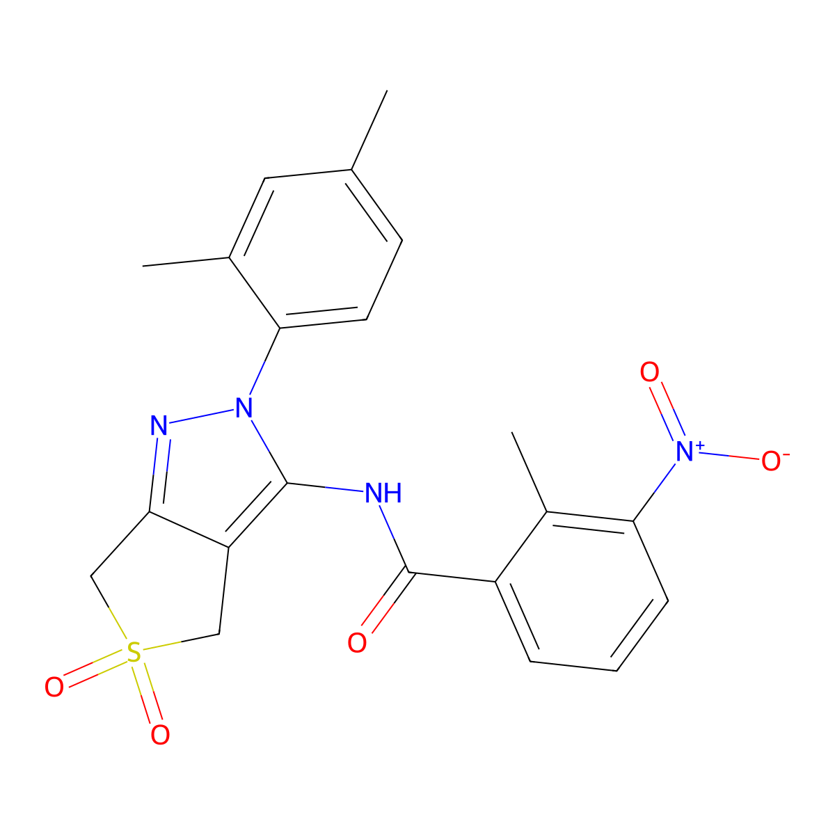 N-[2-(2,4-dimethylphenyl)-5,5-dioxo-4,6-dihydrothieno[3,4-c]pyrazol-3-yl]-2-methyl-3-nitrobenzamide molecular structure, CAS 450339-73-8