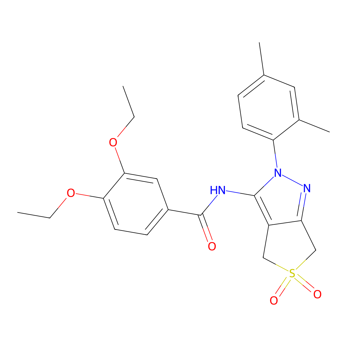 N-[2-(2,4-dimethylphenyl)-5,5-dioxo-4,6-dihydrothieno[3,4-c]pyrazol-3-yl]-3,4-diethoxybenzamide molecular structure, CAS 450339-81-8