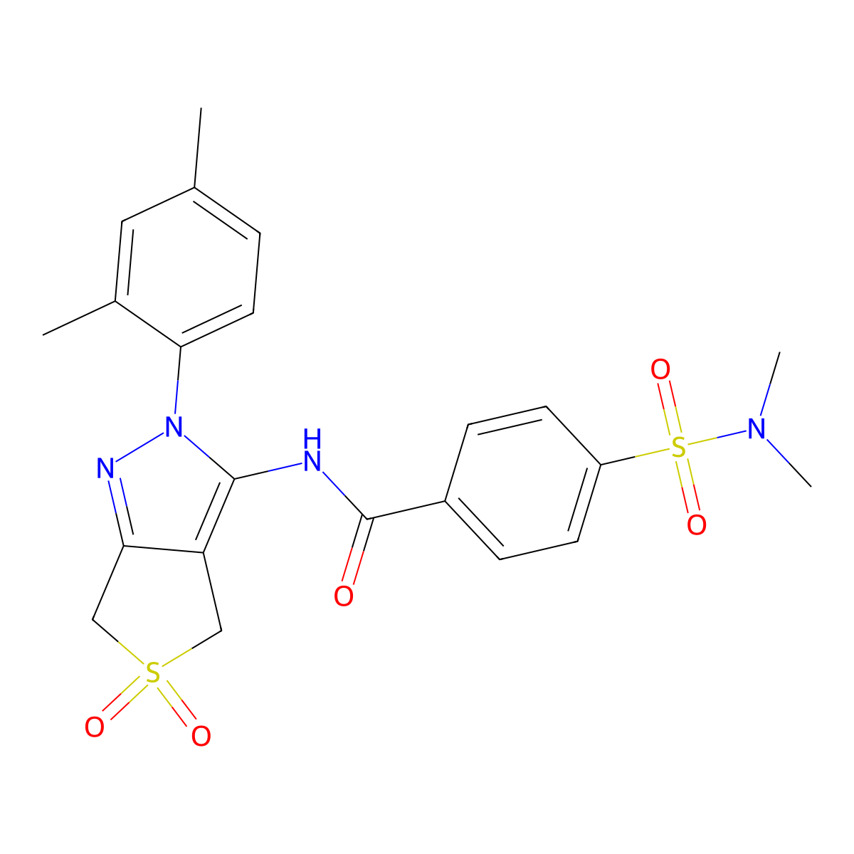 N-[2-(2,4-dimethylphenyl)-5,5-dioxo-4,6-dihydrothieno[3,4-c]pyrazol-3-yl]-4-(dimethylsulfamoyl)benzamide molecular structure, CAS 450339-98-7