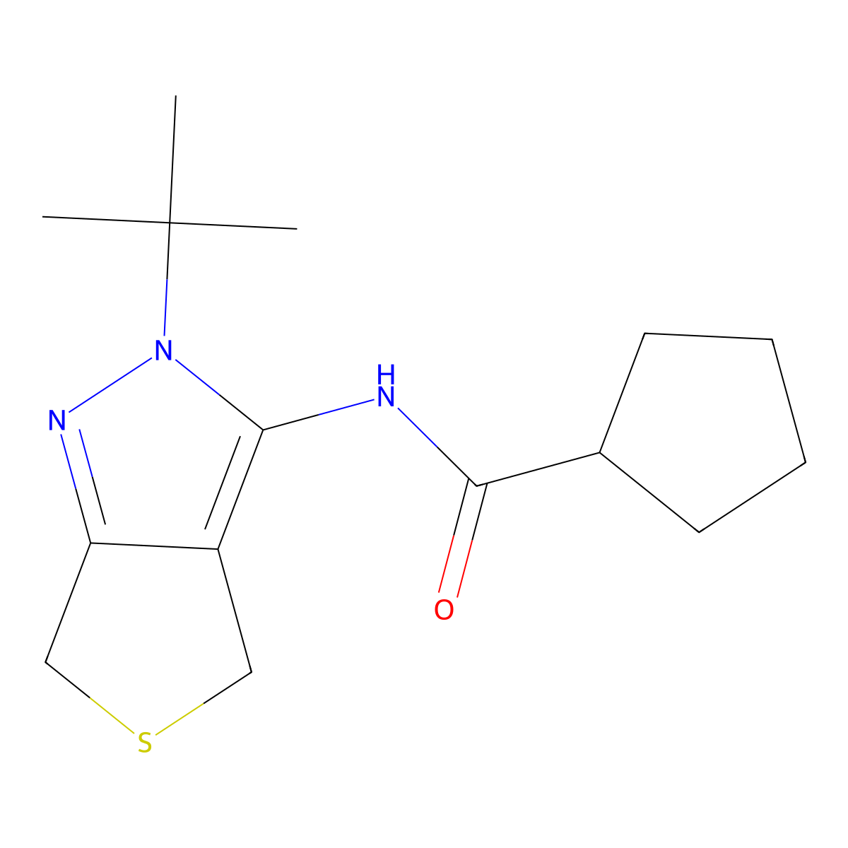 N-(2-tert-butyl-4,6-dihydrothieno[3,4-c]pyrazol-3-yl)cyclopentanecarboxamide molecular structure, CAS 450340-03-1
