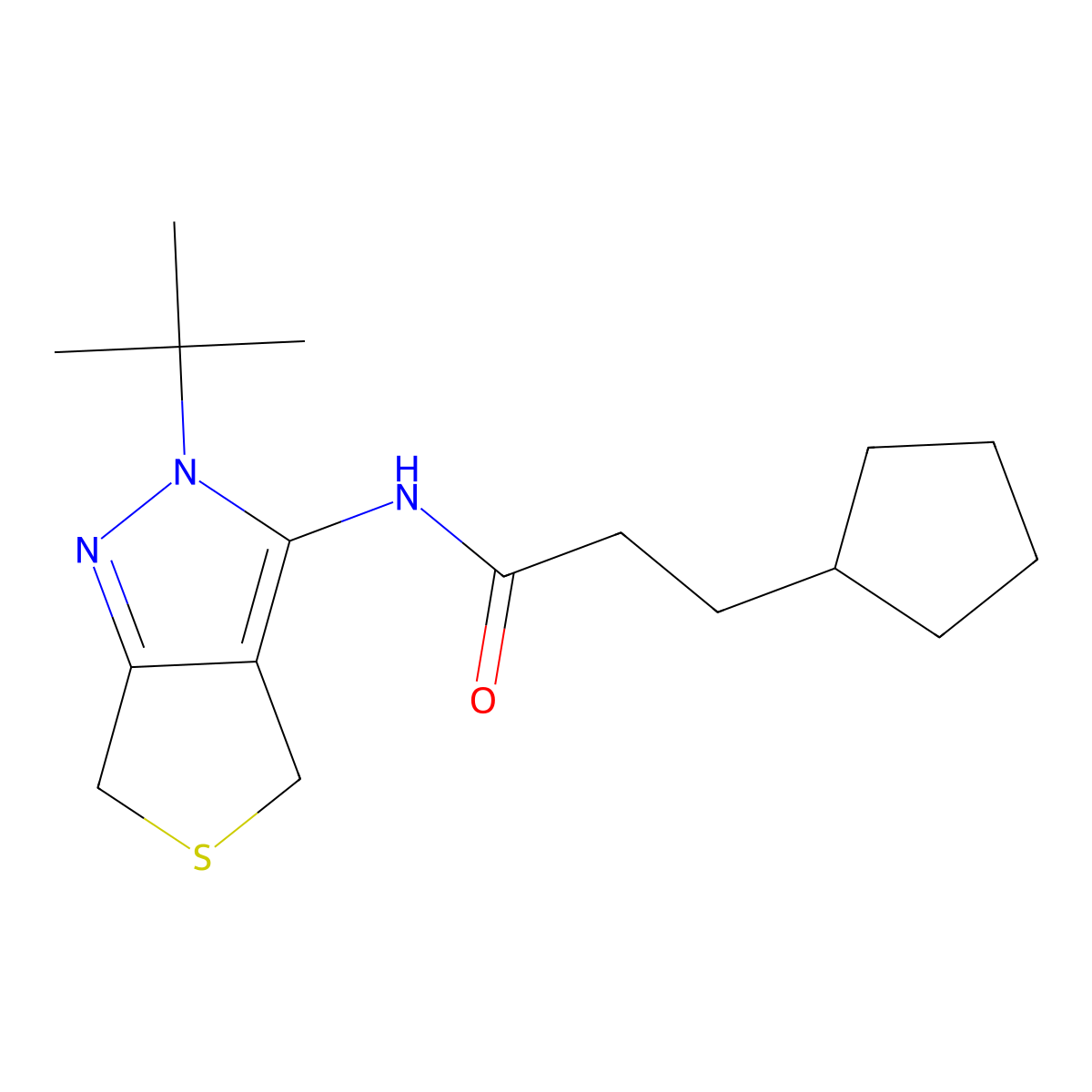 N-(2-(tert-butyl)-4,6-dihydro-2H-thieno[3,4-c]pyrazol-3-yl)-3-cyclopentylpropanamide molecular structure, CAS 450340-06-4