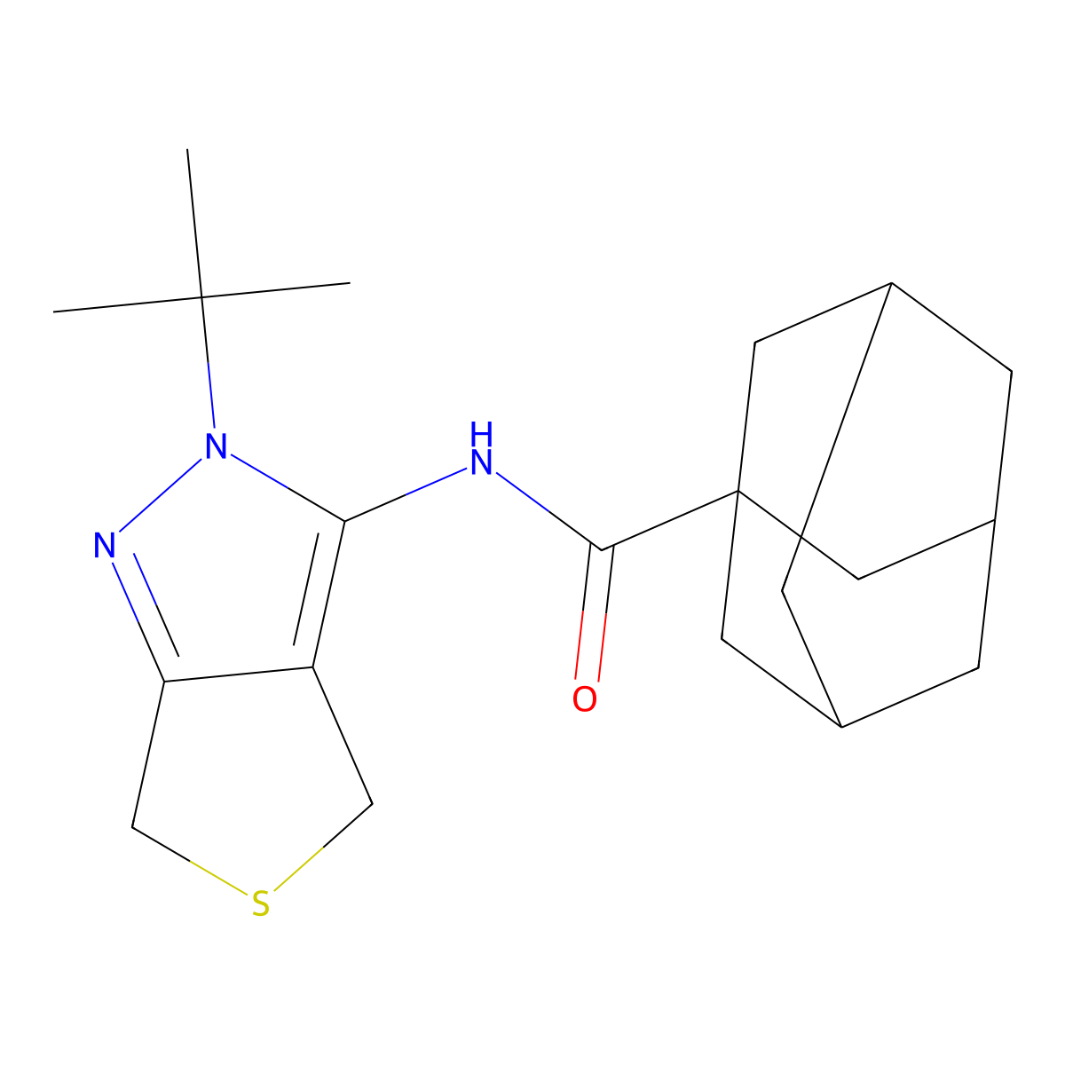 N-(2-tert-butyl-4,6-dihydrothieno[3,4-c]pyrazol-3-yl)adamantane-1-carboxamide molecular structure, CAS 450340-08-6