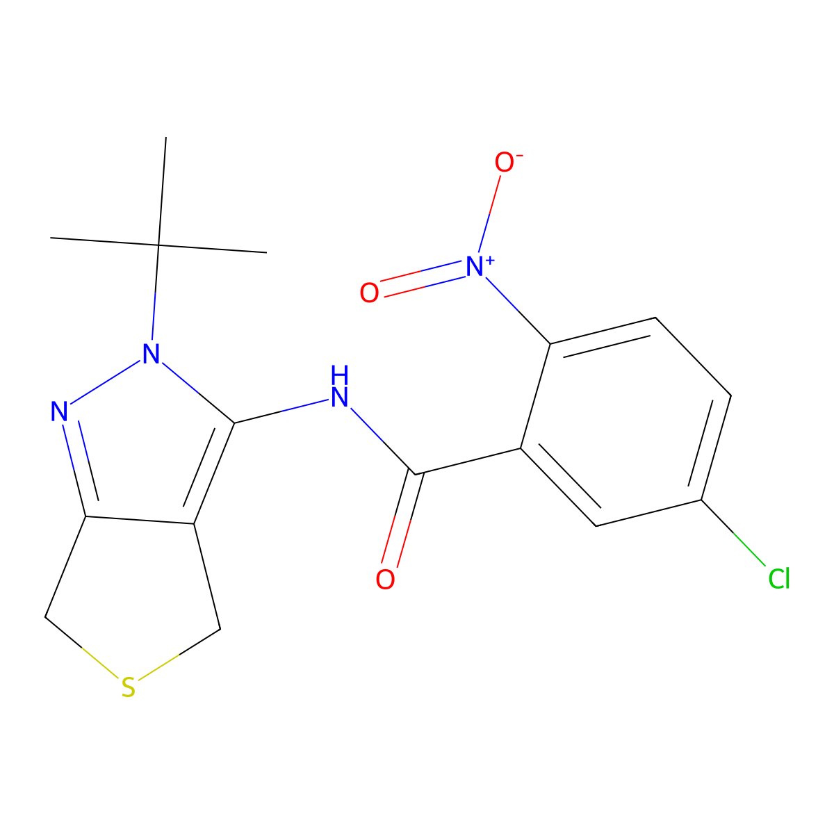 N-(2-(tert-butyl)-4,6-dihydro-2H-thieno[3,4-c]pyrazol-3-yl)-5-chloro-2-nitrobenzamide molecular structure, CAS 450340-10-0