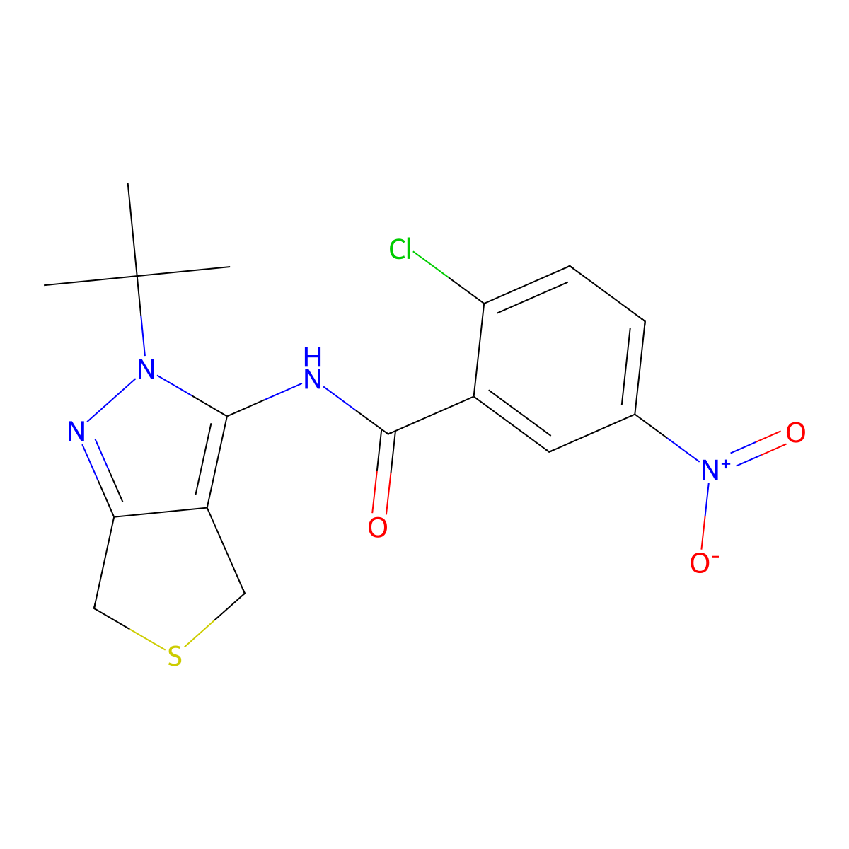 N-(2-tert-butyl-4,6-dihydrothieno[3,4-c]pyrazol-3-yl)-2-chloro-5-nitrobenzamide molecular structure, CAS 450340-11-1