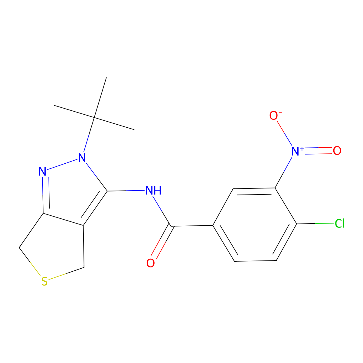 N-(2-(tert-butyl)-4,6-dihydro-2H-thieno[3,4-c]pyrazol-3-yl)-4-chloro-3-nitrobenzamide molecular structure, CAS 450340-12-2