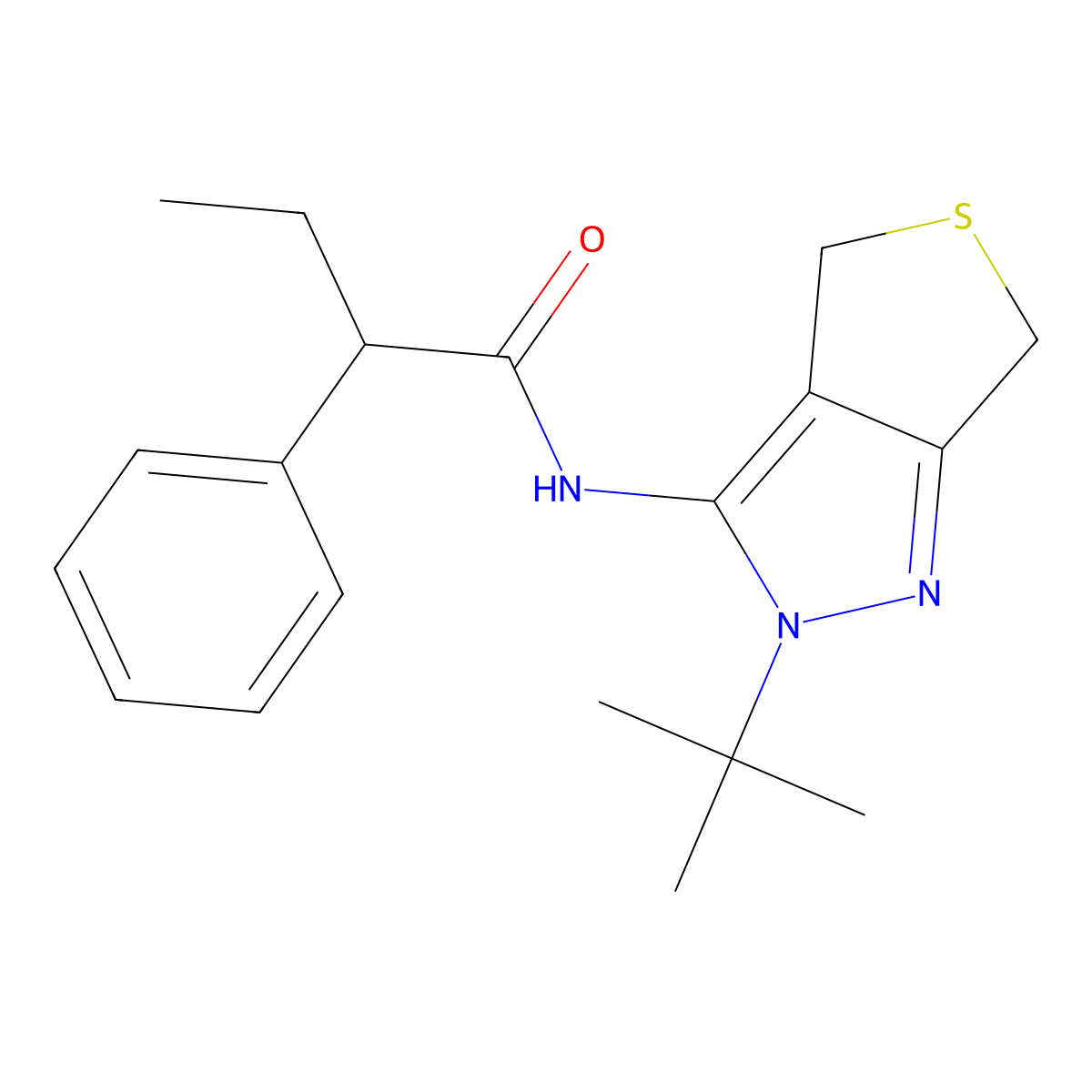 N-(2-tert-butyl-4,6-dihydrothieno[3,4-c]pyrazol-3-yl)-2-phenylbutanamide molecular structure, CAS 450340-13-3