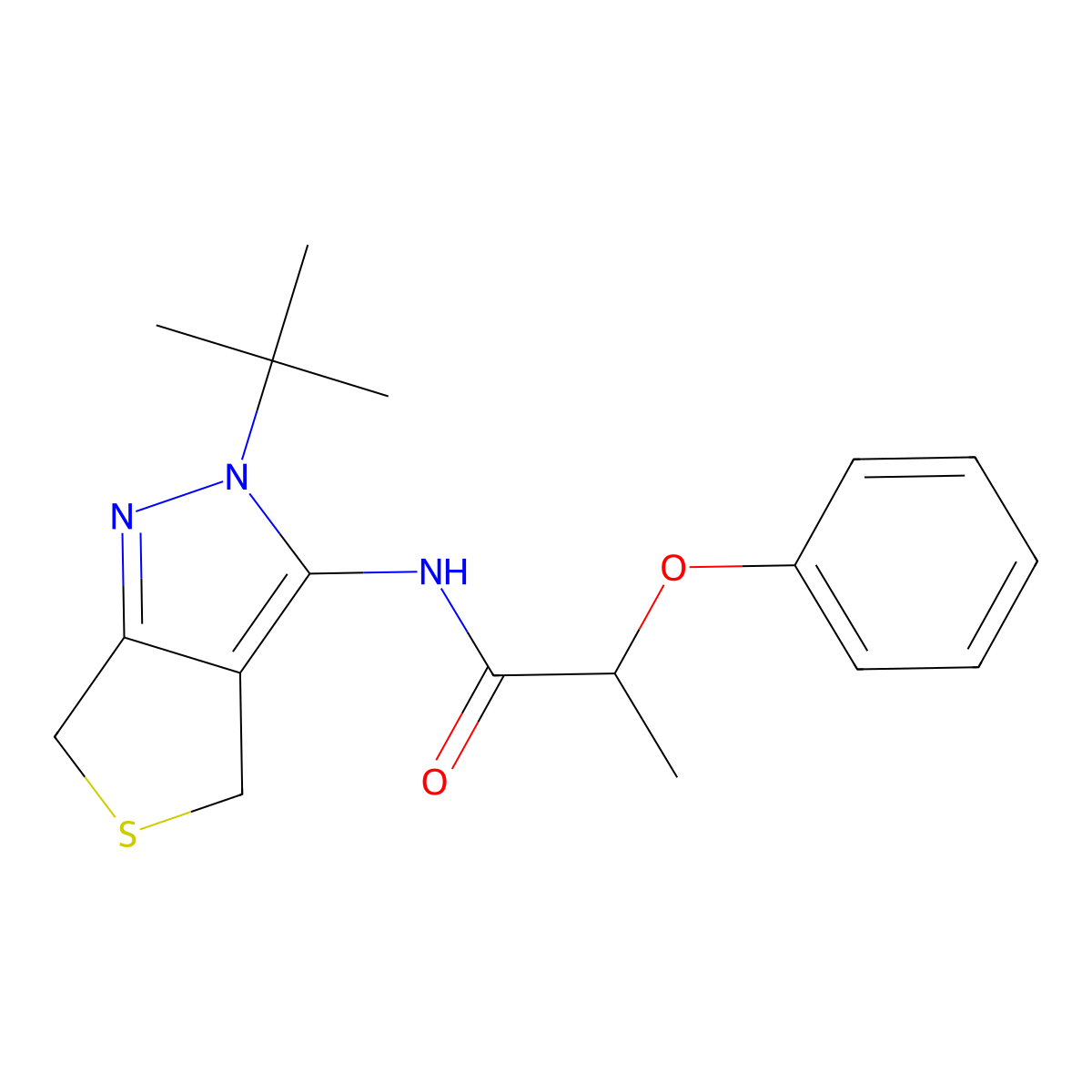 N-(2-tert-butyl-4,6-dihydrothieno[3,4-c]pyrazol-3-yl)-2-phenoxypropanamide molecular structure, CAS 450340-14-4
