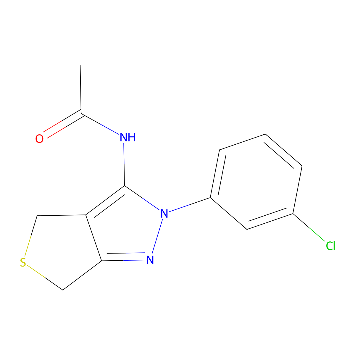 N-[2-(3-chlorophenyl)-4,6-dihydrothieno[3,4-c]pyrazol-3-yl]acetamide molecular structure, CAS 450340-39-3