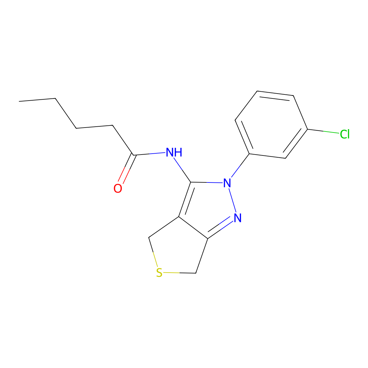 N-(2-(3-chlorophenyl)-4,6-dihydro-2H-thieno[3,4-c]pyrazol-3-yl)pentanamide molecular structure, CAS 450340-42-8