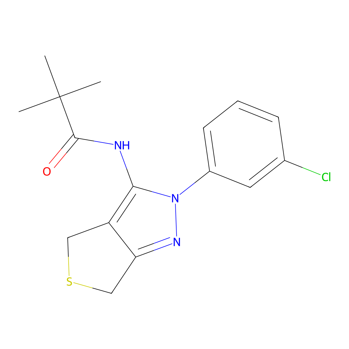 N-(2-(3-chlorophenyl)-4,6-dihydro-2H-thieno[3,4-c]pyrazol-3-yl)pivalamide molecular structure, CAS 450340-44-0