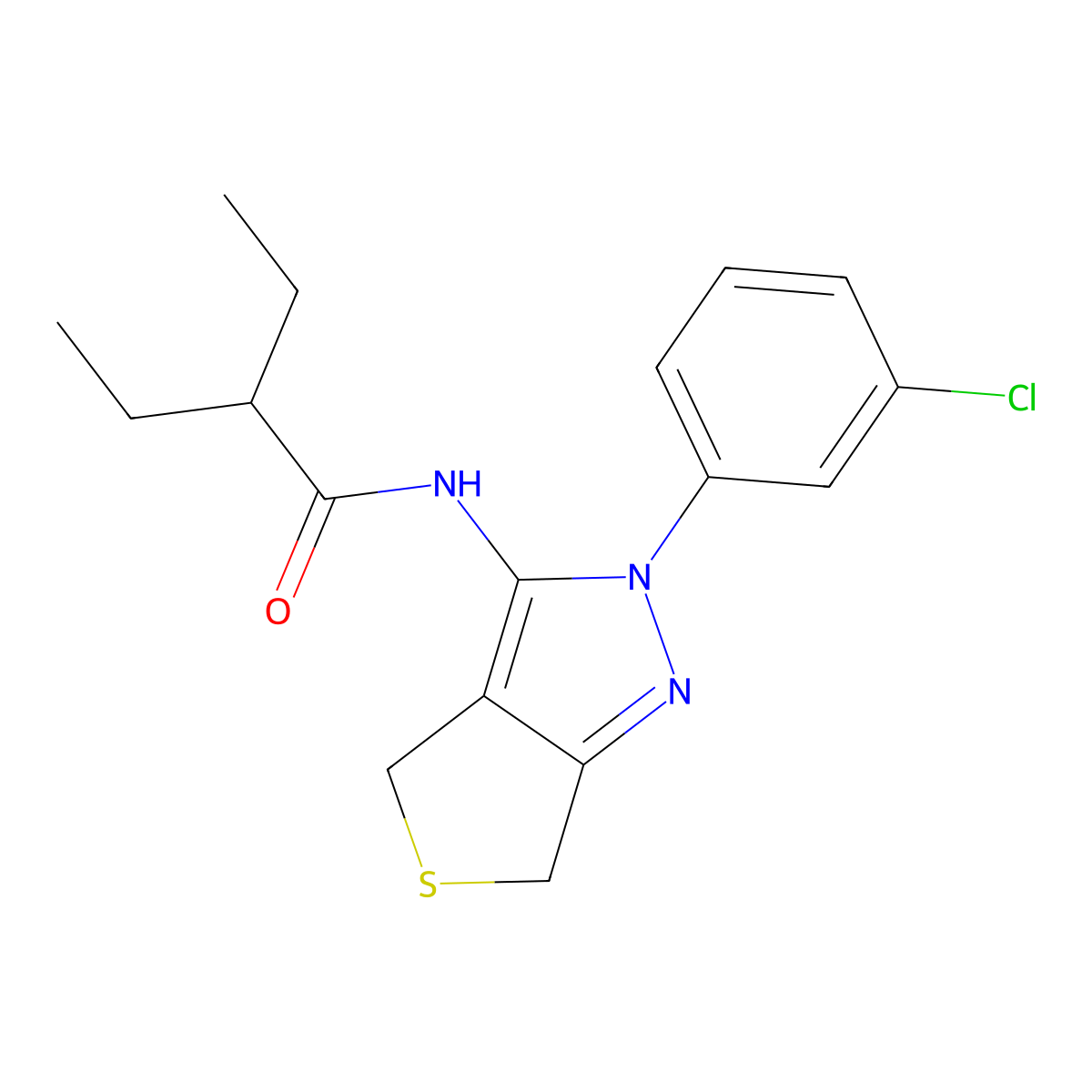 N-[2-(3-chlorophenyl)-4,6-dihydrothieno[3,4-c]pyrazol-3-yl]-2-ethylbutanamide molecular structure, CAS 450340-45-1