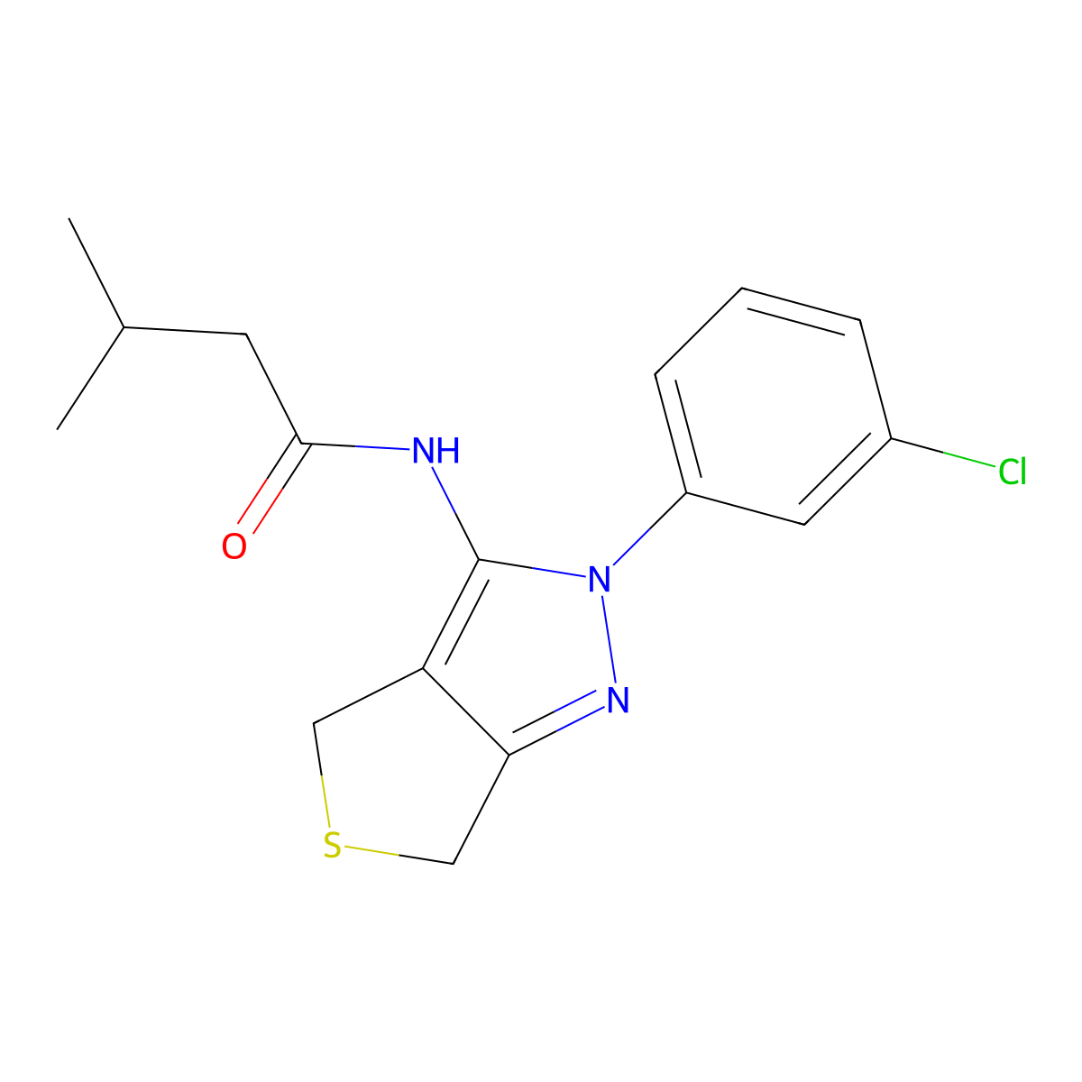 N-(2-(3-chlorophenyl)-4,6-dihydro-2H-thieno[3,4-c]pyrazol-3-yl)-3-methylbutanamide molecular structure, CAS 450340-46-2