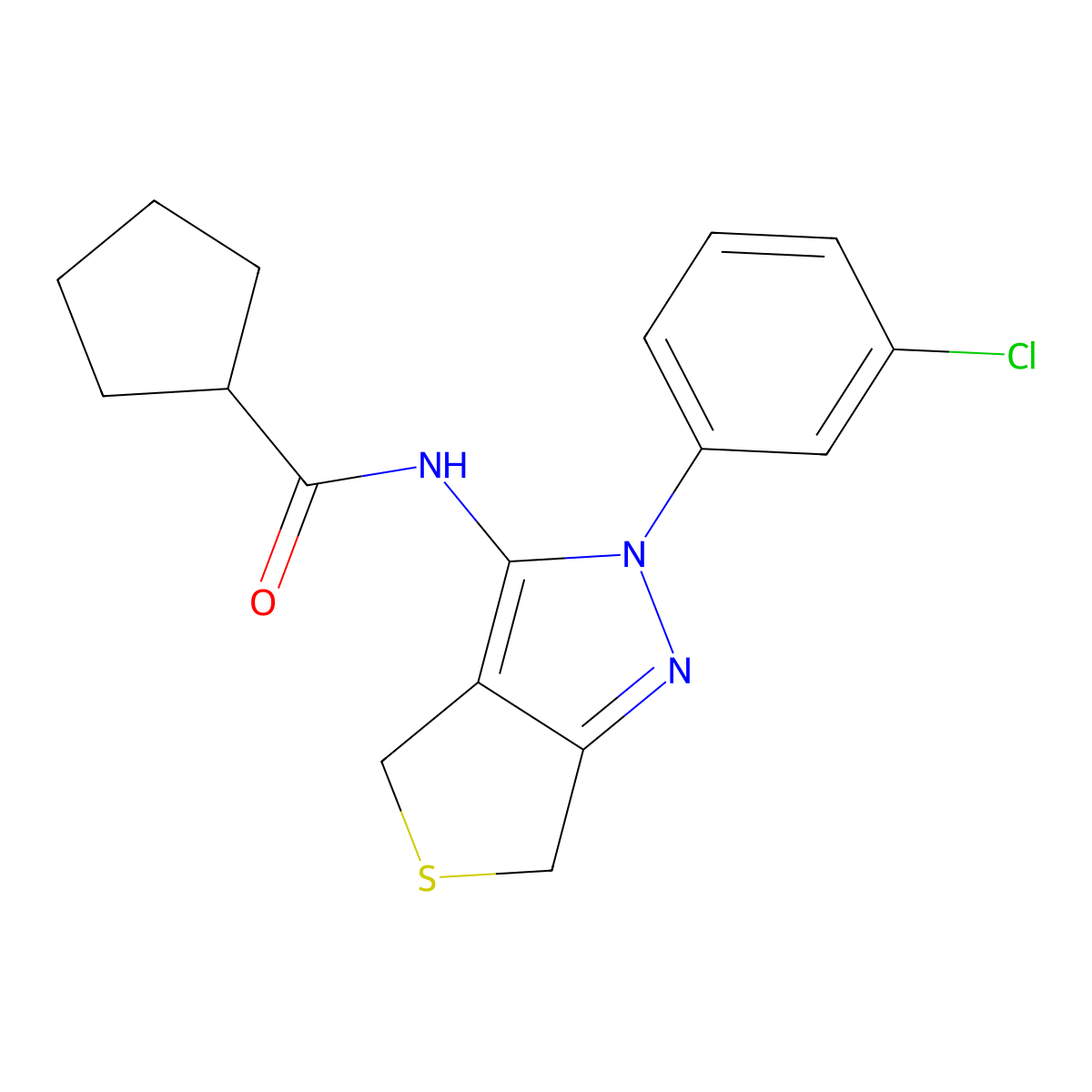 N-(2-(3-chlorophenyl)-4,6-dihydro-2H-thieno[3,4-c]pyrazol-3-yl)cyclopentanecarboxamide molecular structure, CAS 450340-48-4