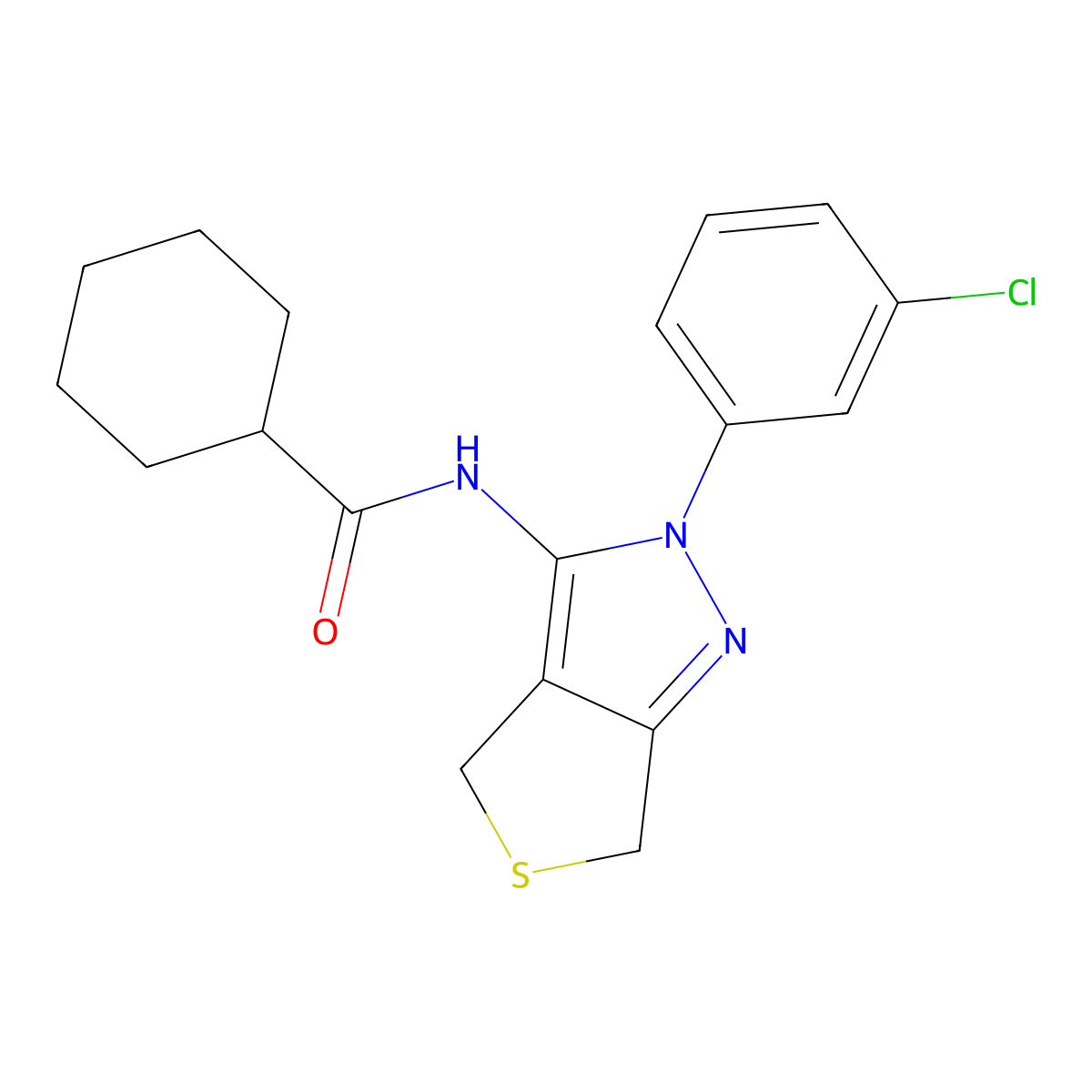 N-(2-(3-chlorophenyl)-4,6-dihydro-2H-thieno[3,4-c]pyrazol-3-yl)cyclohexanecarboxamide molecular structure, CAS 450340-49-5
