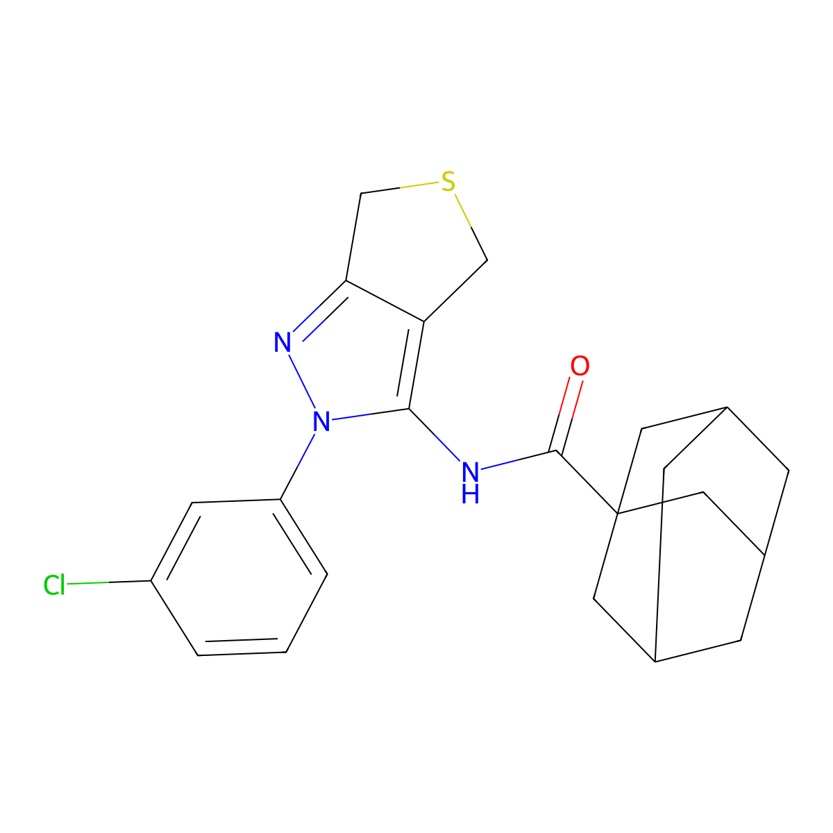 N-[2-(3-chlorophenyl)-4,6-dihydrothieno[3,4-c]pyrazol-3-yl]adamantane-1-carboxamide molecular structure, CAS 450340-54-2