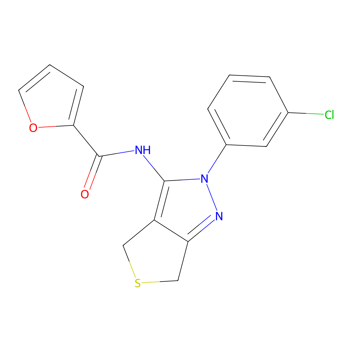 N-(2-(3-chlorophenyl)-4,6-dihydro-2H-thieno[3,4-c]pyrazol-3-yl)furan-2-carboxamide molecular structure, CAS 450340-55-3