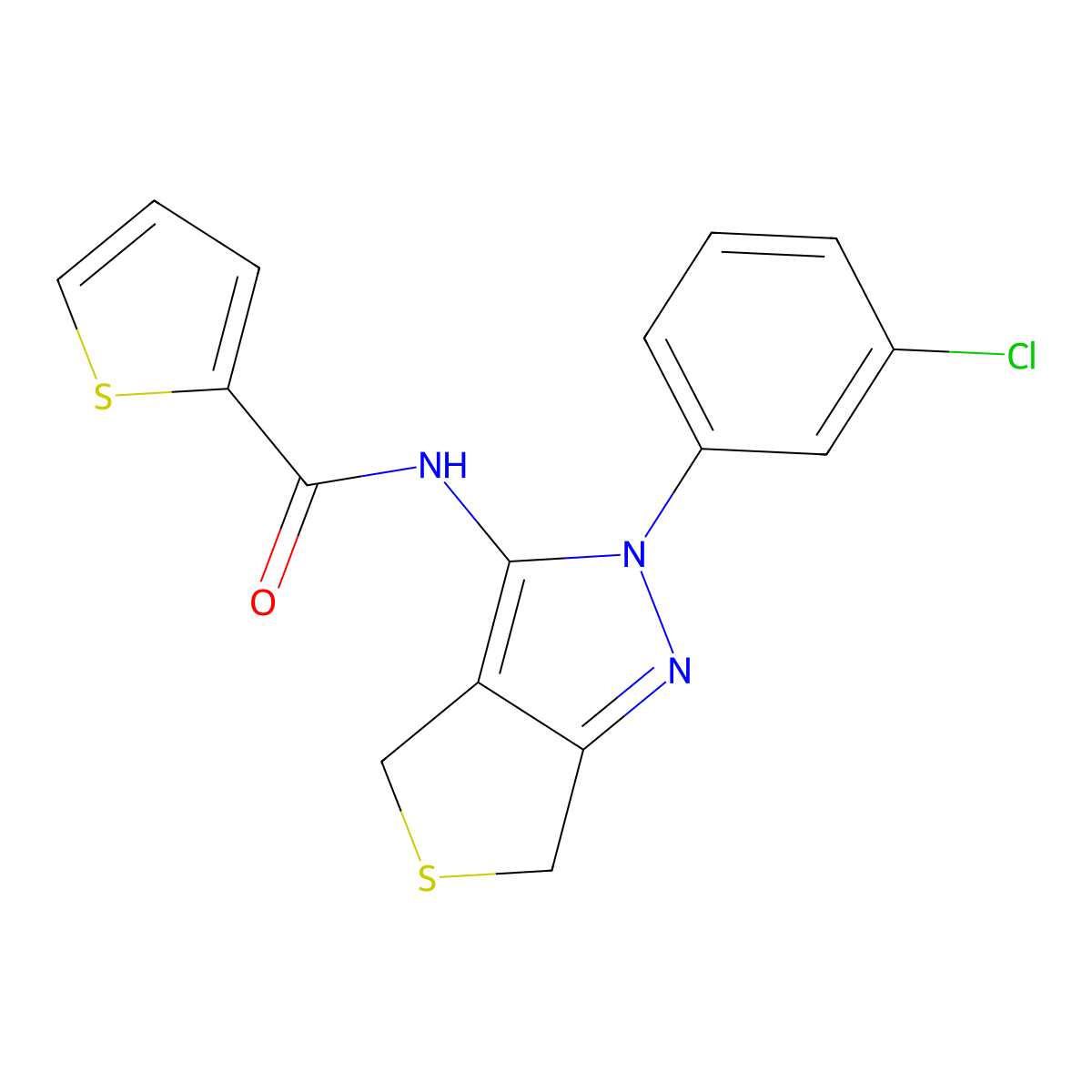 N-[2-(3-chlorophenyl)-4,6-dihydrothieno[3,4-c]pyrazol-3-yl]thiophene-2-carboxamide molecular structure, CAS 450340-56-4