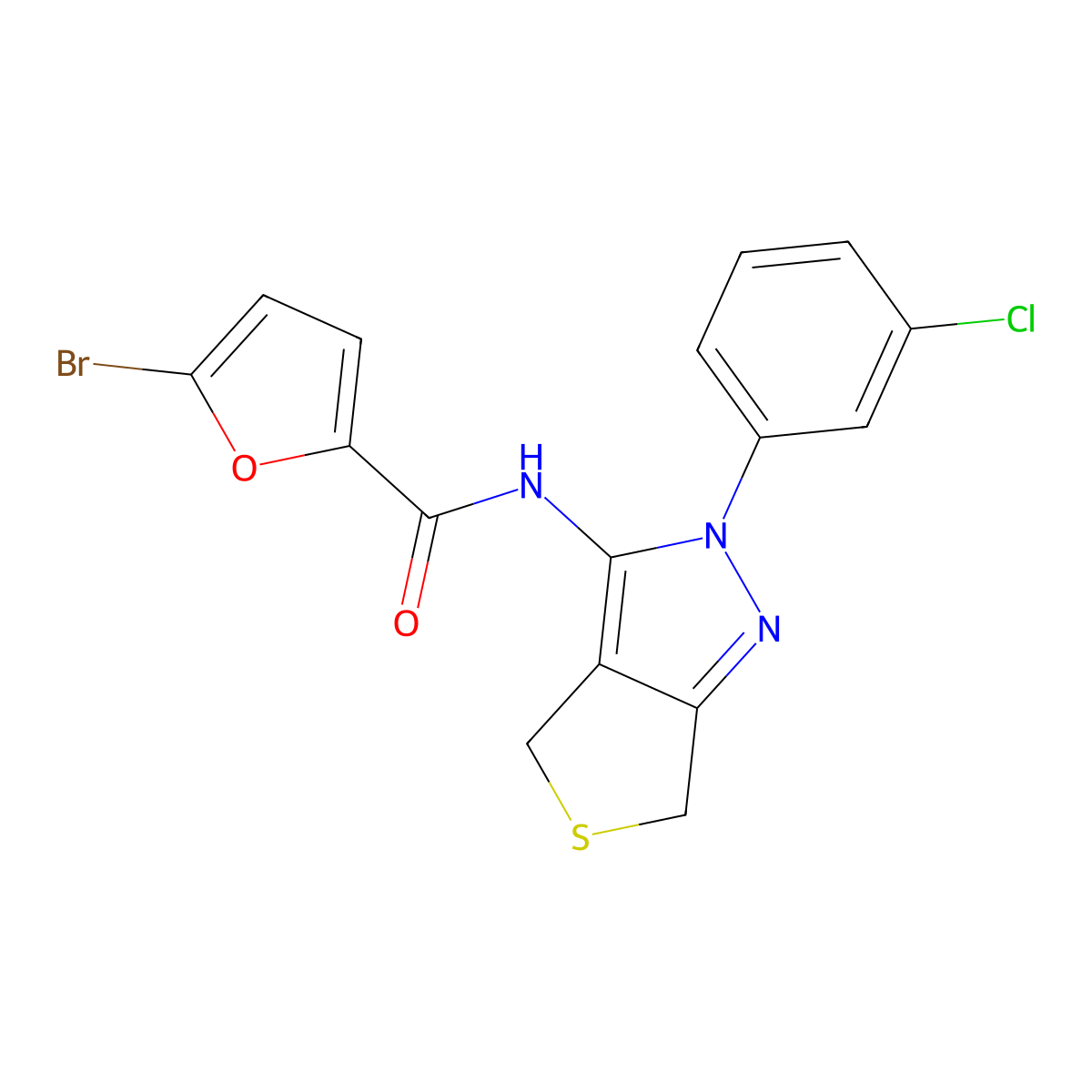 5-bromo-N-[2-(3-chlorophenyl)-4,6-dihydrothieno[3,4-c]pyrazol-3-yl]furan-2-carboxamide molecular structure, CAS 450340-58-6