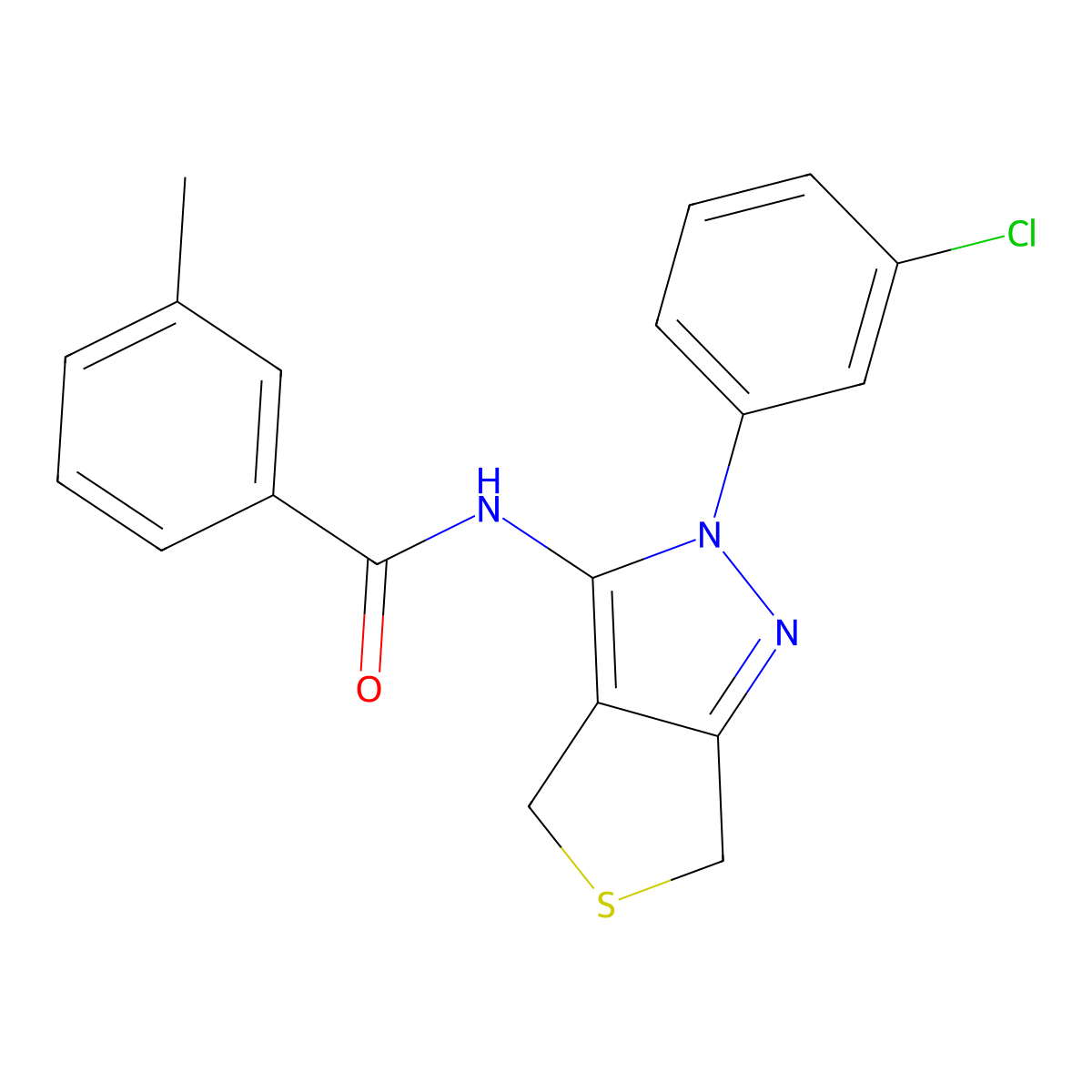 N-(2-(3-chlorophenyl)-4,6-dihydro-2H-thieno[3,4-c]pyrazol-3-yl)-3-methylbenzamide molecular structure, CAS 450340-60-0