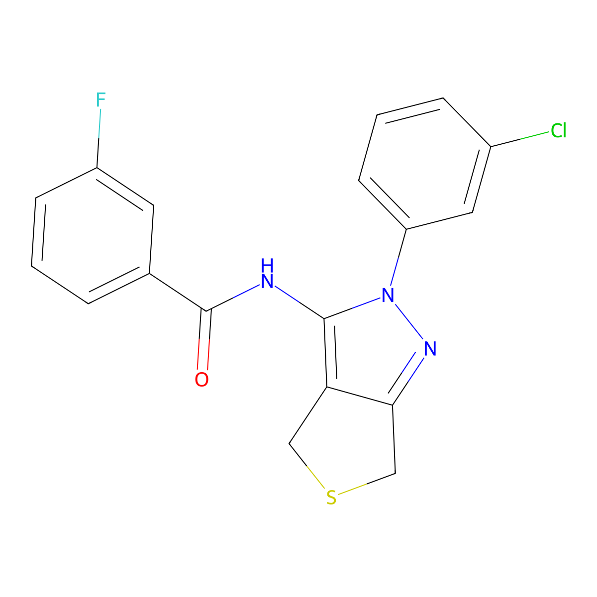 N-[2-(3-chlorophenyl)-4,6-dihydrothieno[3,4-c]pyrazol-3-yl]-3-fluorobenzamide molecular structure, CAS 450340-70-2