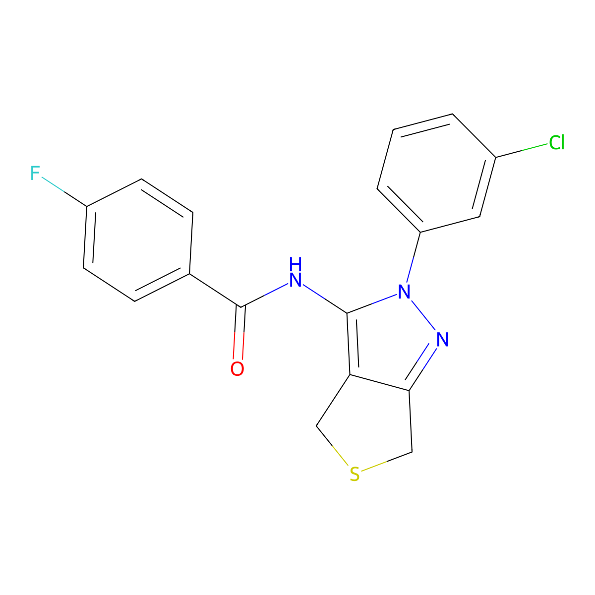 N-[2-(3-chlorophenyl)-4,6-dihydrothieno[3,4-c]pyrazol-3-yl]-4-fluorobenzamide molecular structure, CAS 450340-71-3
