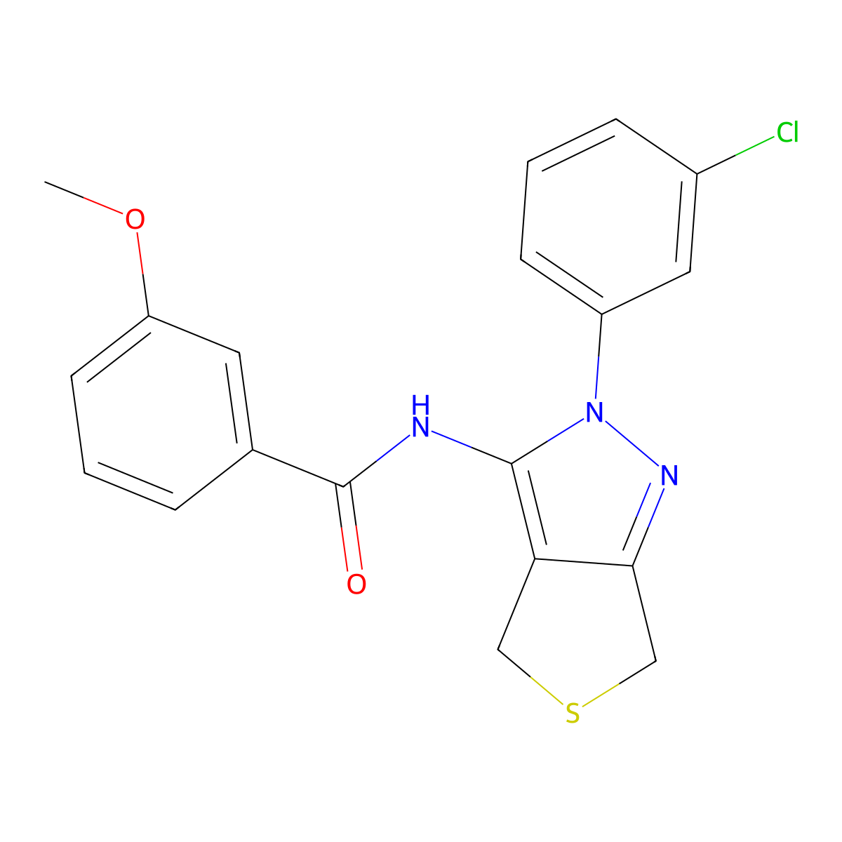 N-(2-(3-chlorophenyl)-4,6-dihydro-2H-thieno[3,4-c]pyrazol-3-yl)-3-methoxybenzamide molecular structure, CAS 450340-73-5