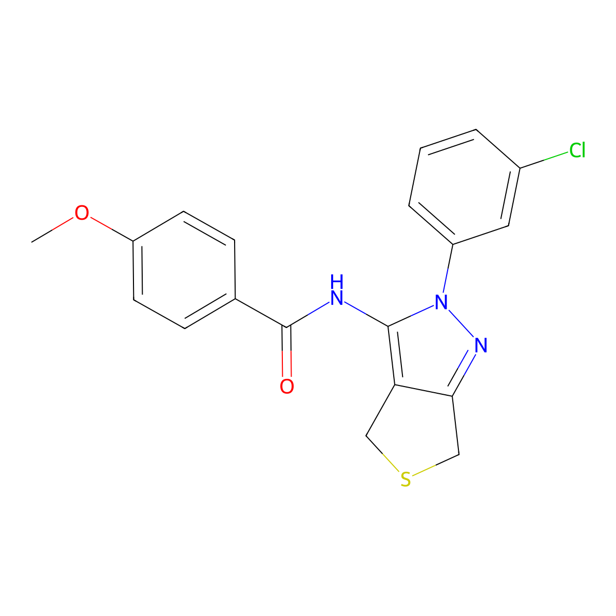 N-(2-(3-chlorophenyl)-4,6-dihydro-2H-thieno[3,4-c]pyrazol-3-yl)-4-methoxybenzamide molecular structure, CAS 450340-74-6