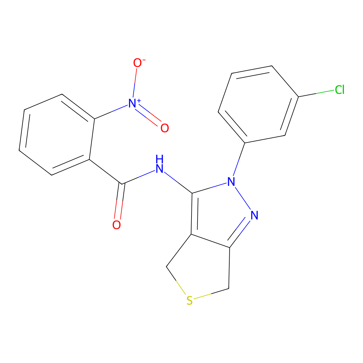 N-[2-(3-chlorophenyl)-4,6-dihydrothieno[3,4-c]pyrazol-3-yl]-2-nitrobenzamide molecular structure, CAS 450340-77-9