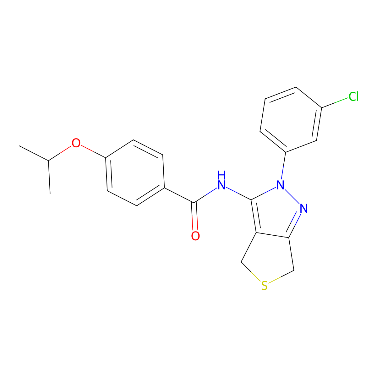 N-(2-(3-chlorophenyl)-4,6-dihydro-2H-thieno[3,4-c]pyrazol-3-yl)-4-isopropoxybenzamide molecular structure, CAS 450340-84-8