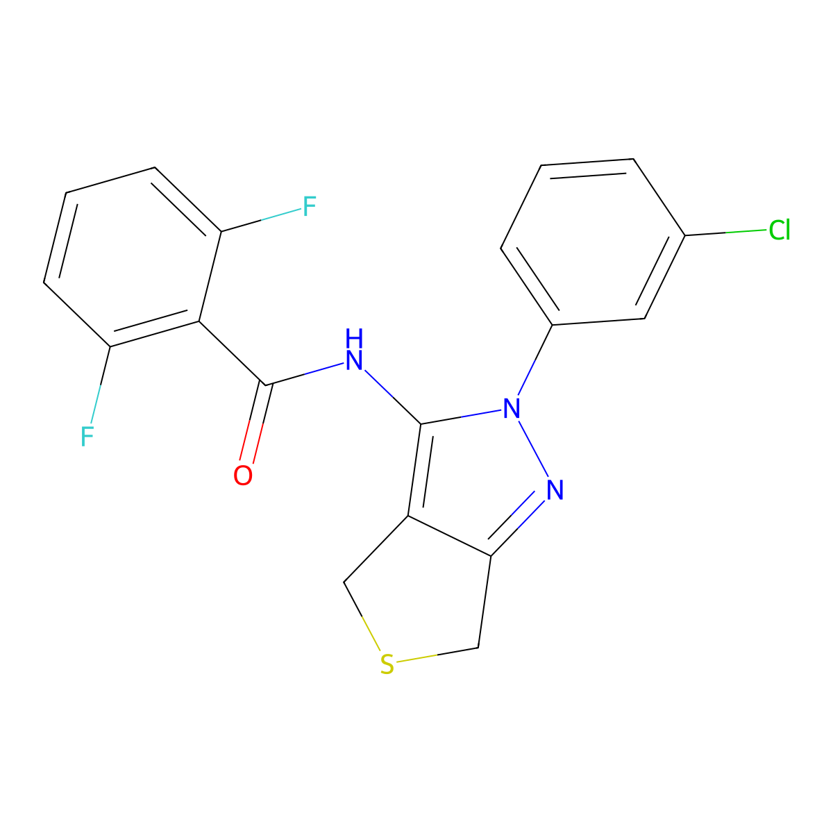 N-(2-(3-chlorophenyl)-4,6-dihydro-2H-thieno[3,4-c]pyrazol-3-yl)-2,6-difluorobenzamide molecular structure, CAS 450340-87-1