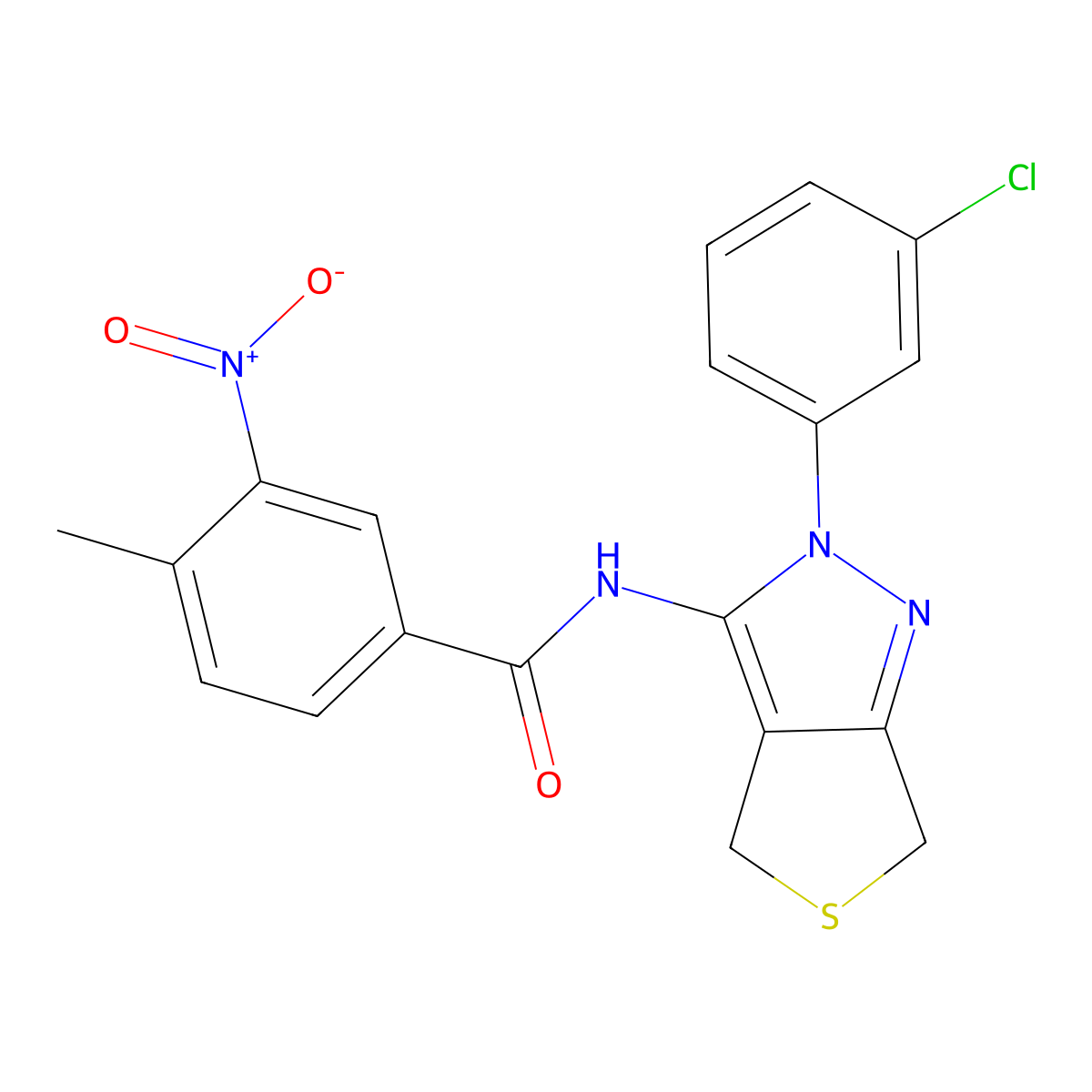 N-[2-(3-chlorophenyl)-4,6-dihydrothieno[3,4-c]pyrazol-3-yl]-4-methyl-3-nitrobenzamide molecular structure, CAS 450340-90-6