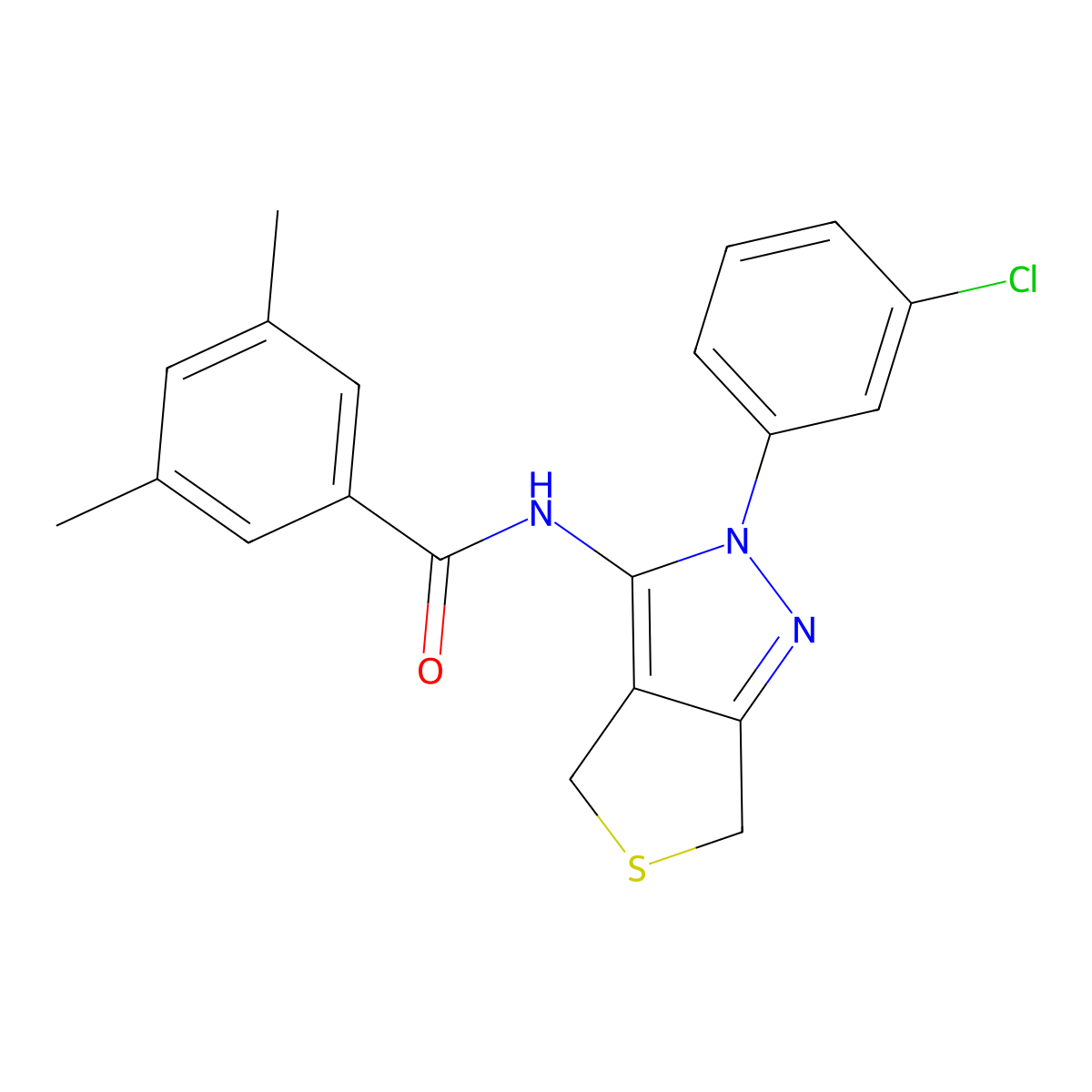 N-(2-(3-chlorophenyl)-4,6-dihydro-2H-thieno[3,4-c]pyrazol-3-yl)-3,5-dimethylbenzamide molecular structure, CAS 450340-93-9