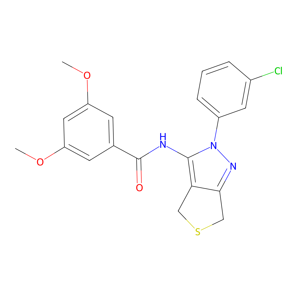 N-[2-(3-chlorophenyl)-4,6-dihydrothieno[3,4-c]pyrazol-3-yl]-3,5-dimethoxybenzamide molecular structure, CAS 450340-95-1