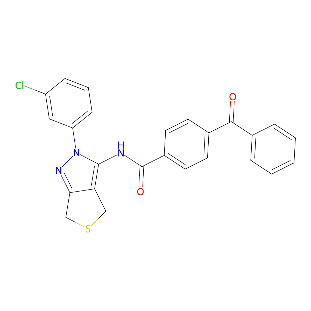 4-benzoyl-N-(2-(3-chlorophenyl)-4,6-dihydro-2H-thieno[3,4-c]pyrazol-3-yl)benzamide molecular structure, CAS 450341-01-2